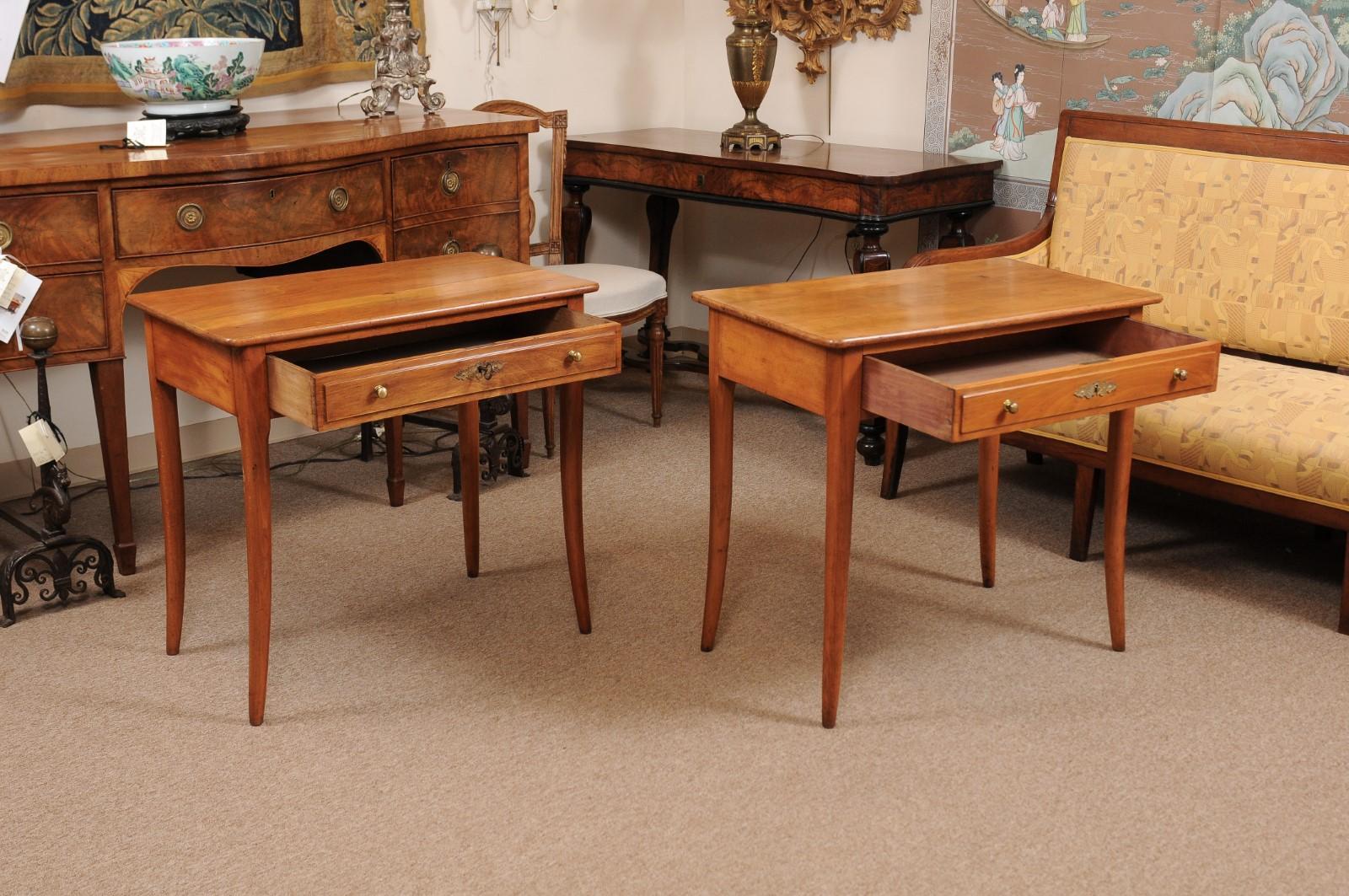 Pair of Biedermeier Style Fruitwood Side Tables, circa 1880 1