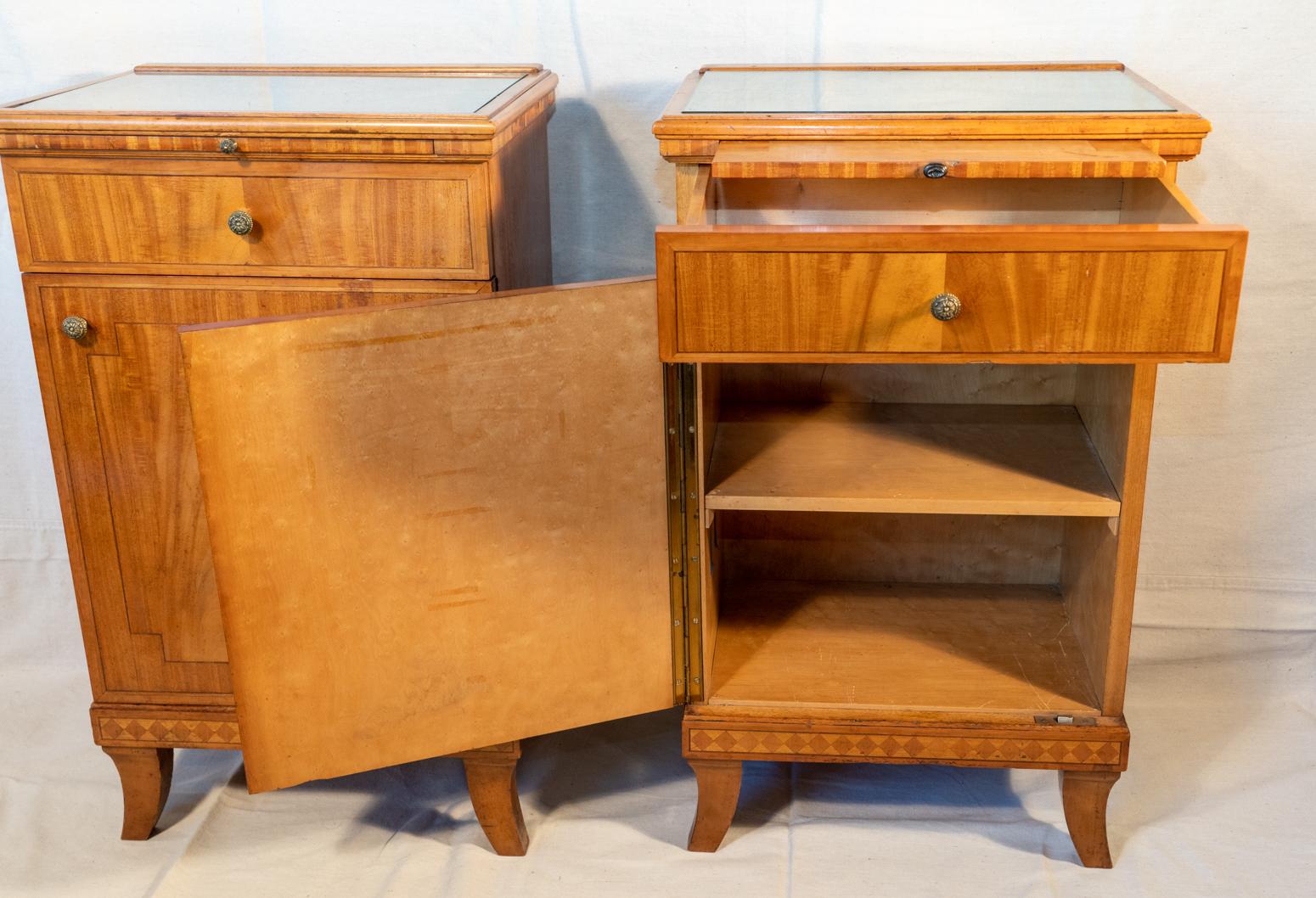 Inlay Pair of Biedermeier Style Nightstands, circa 1920