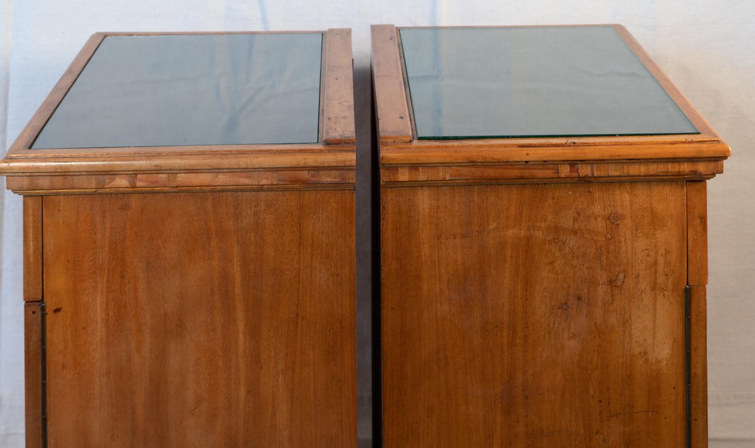 Mahogany Pair of Biedermeier Style Nightstands, circa 1920
