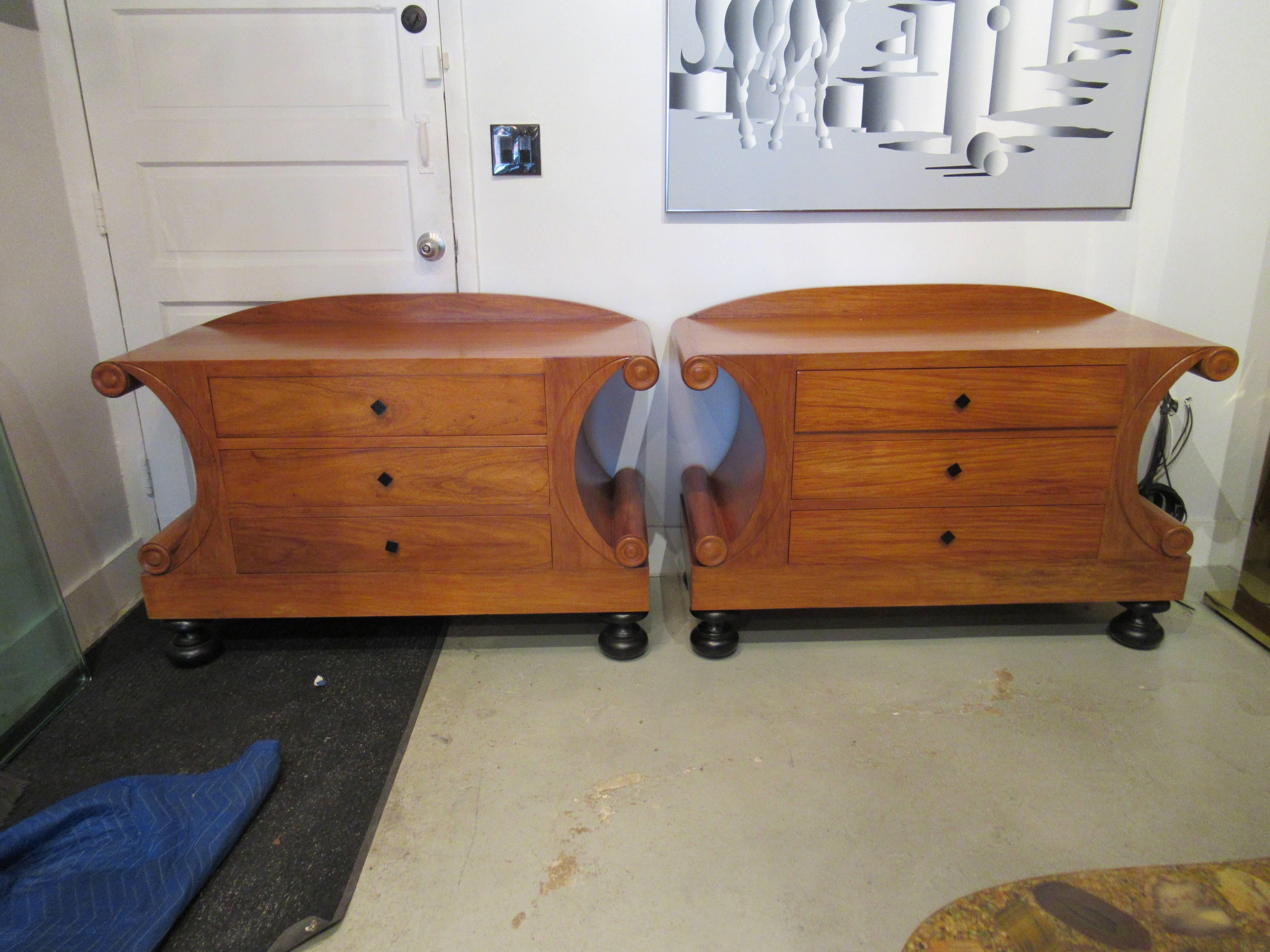 Pair of Biedermeier Style or Art Deco Fruitwood Chests, Style of Josef Danhauser For Sale 6