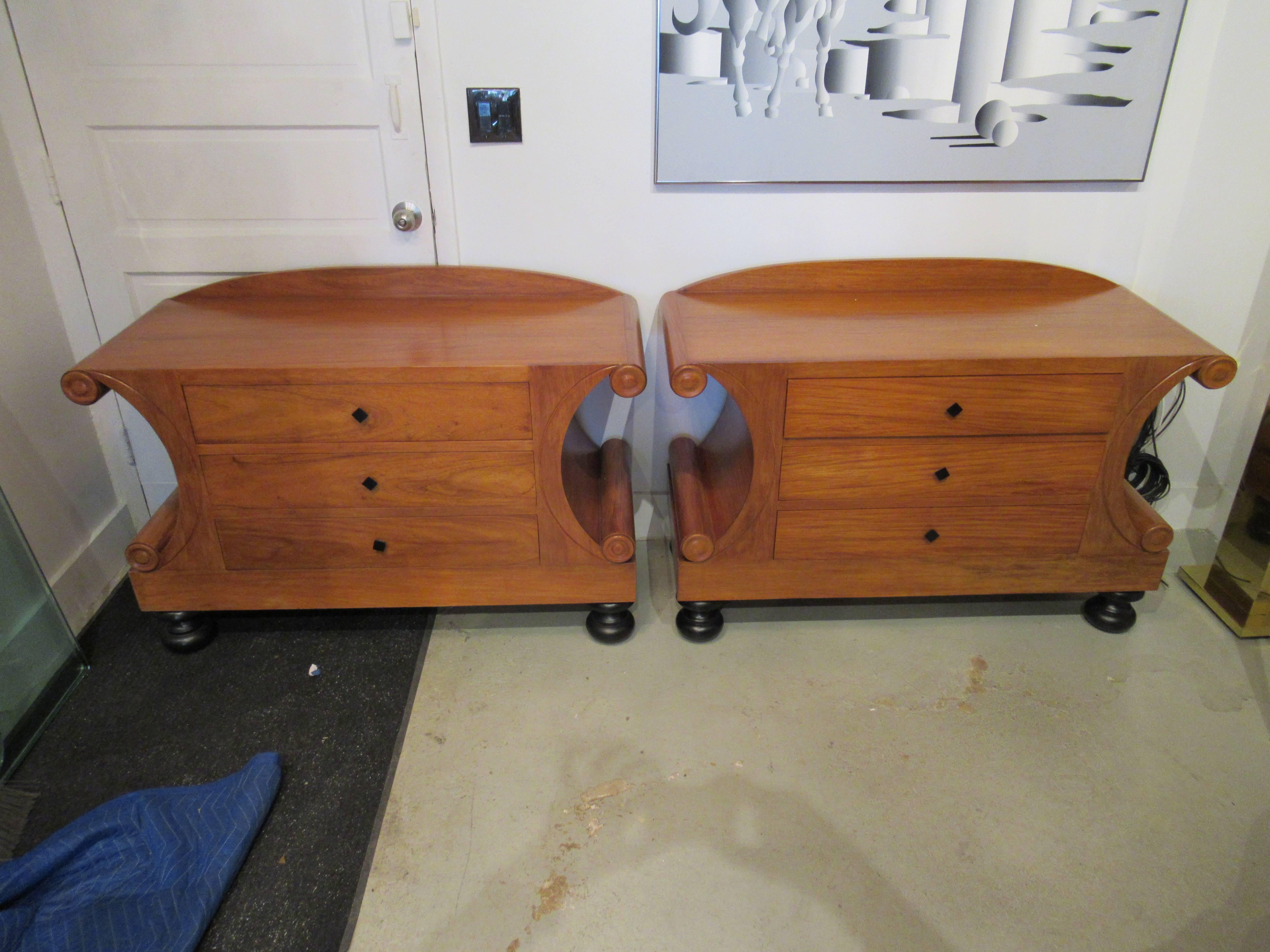 Pair of Biedermeier Style or Art Deco Fruitwood Chests, Style of Josef Danhauser For Sale 7