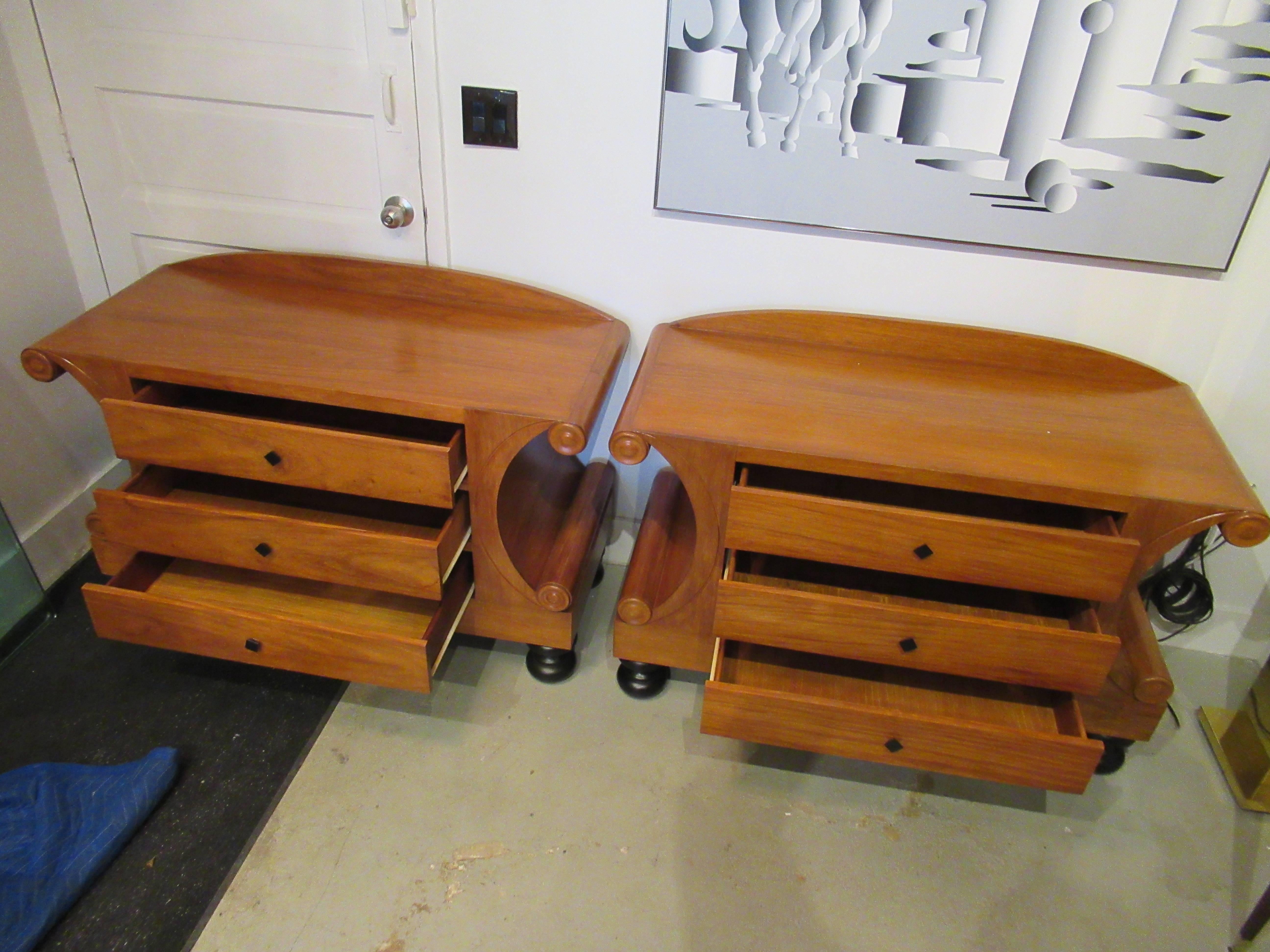 Pair of Biedermeier Style or Art Deco Fruitwood Chests, Style of Josef Danhauser For Sale 8