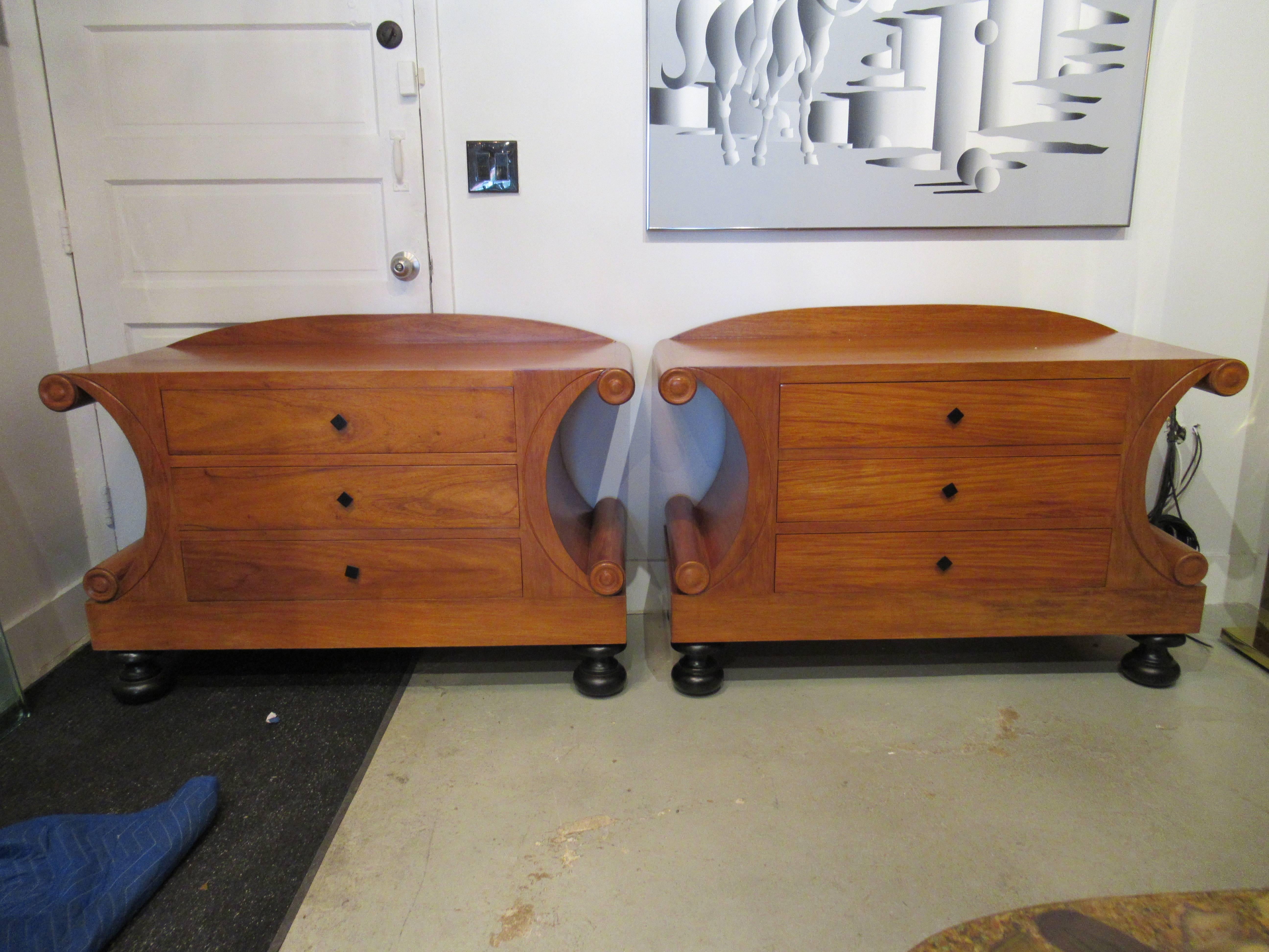 Pair of Biedermeier Style or Art Deco Fruitwood Chests, Style of Josef Danhauser For Sale 9