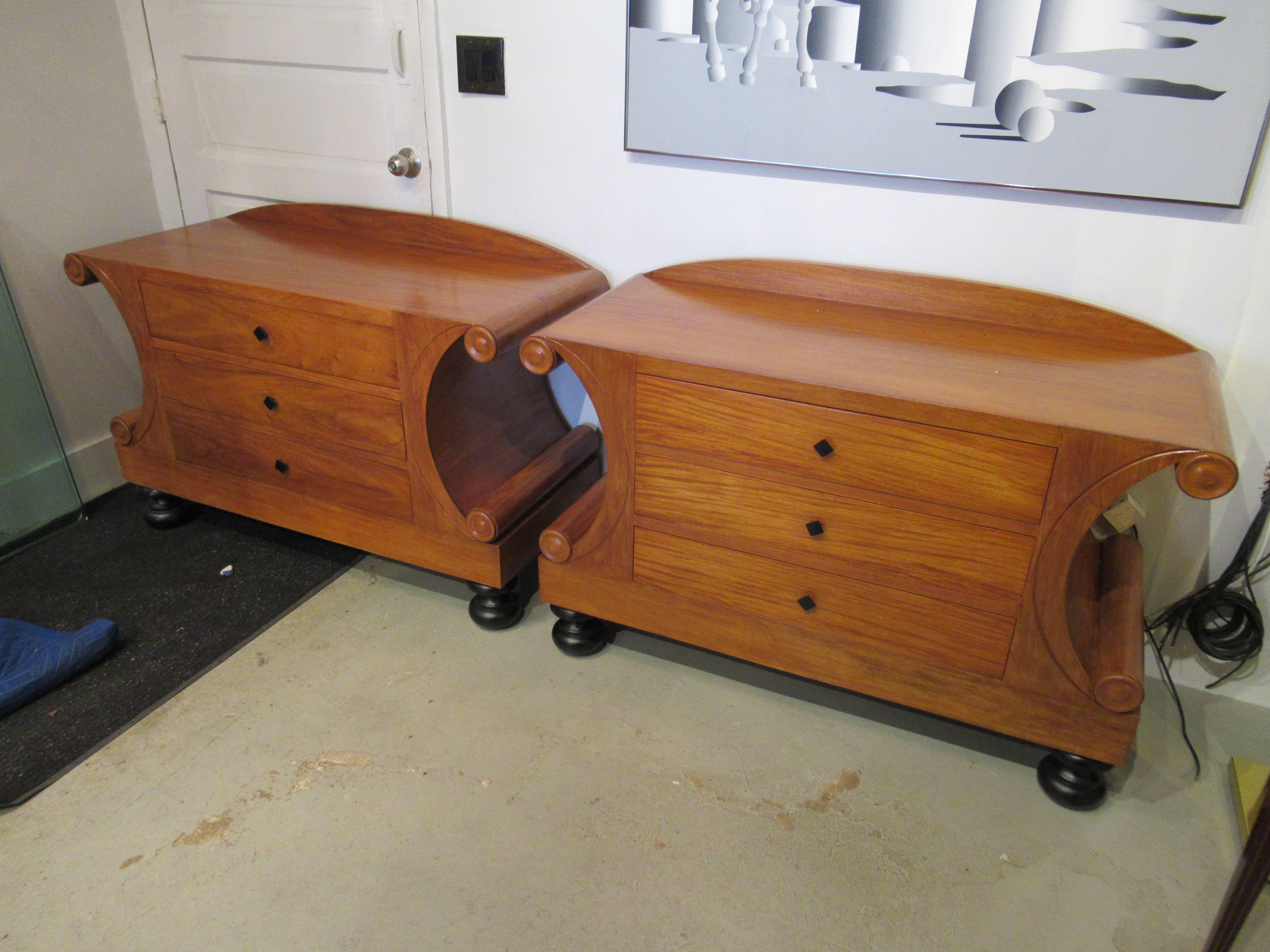Pair of Biedermeier Style or Art Deco Fruitwood Chests, Style of Josef Danhauser For Sale 10