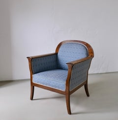 Pair of Biedermeier Style Satin Birch Armchairs, Sweden, 1920s