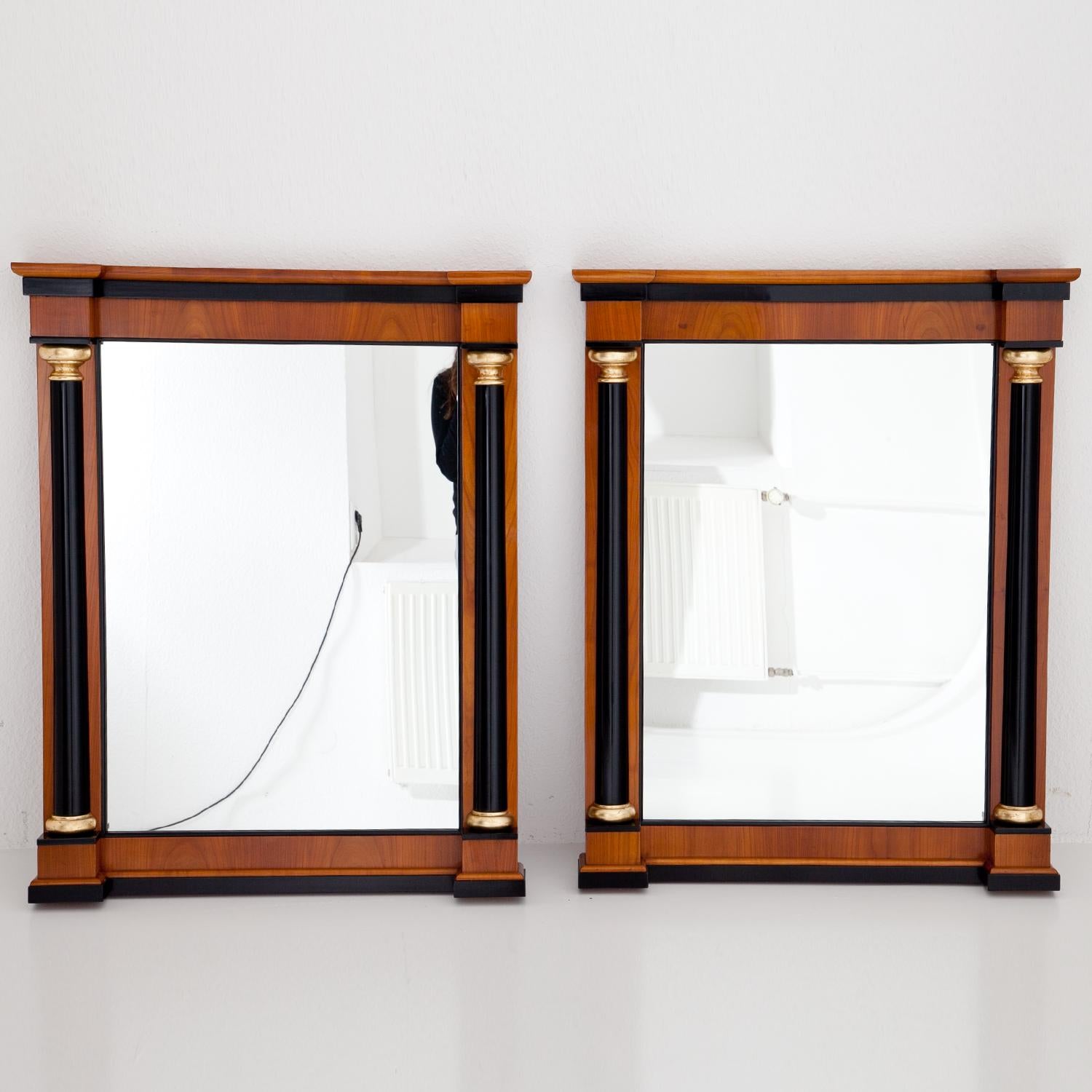 Cherry Pair of Biedermeier Style Wall Mirrors, 20th Century
