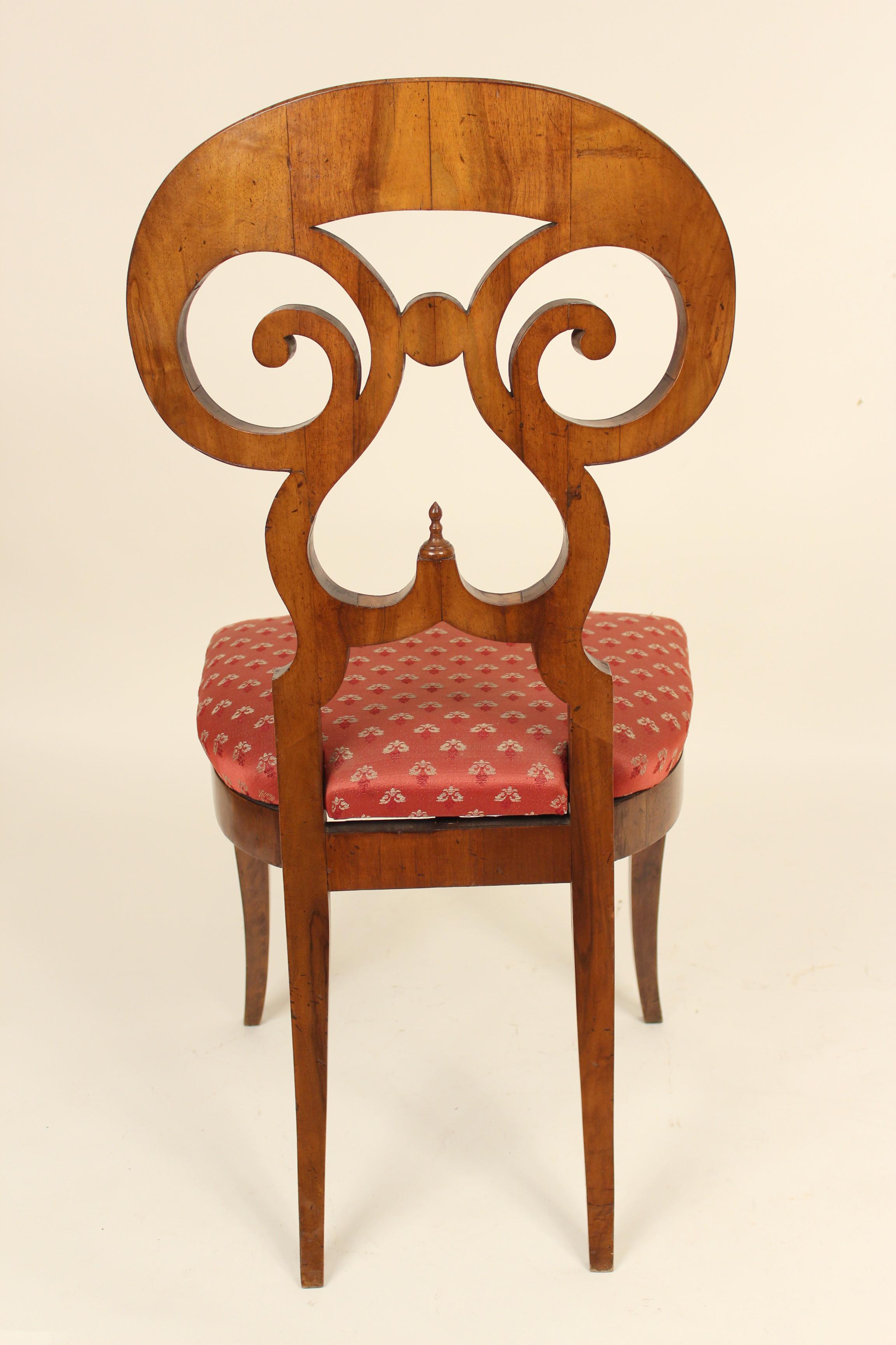 Upholstery Pair of Biedermeier Style Walnut Side Chairs
