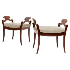 Pair of Biedermeier Tabourets, Scandinavia 1st Half 19th Century