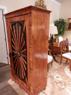 Pair of Biedermeier Walnut and Ebonized Vitrine Cabinets