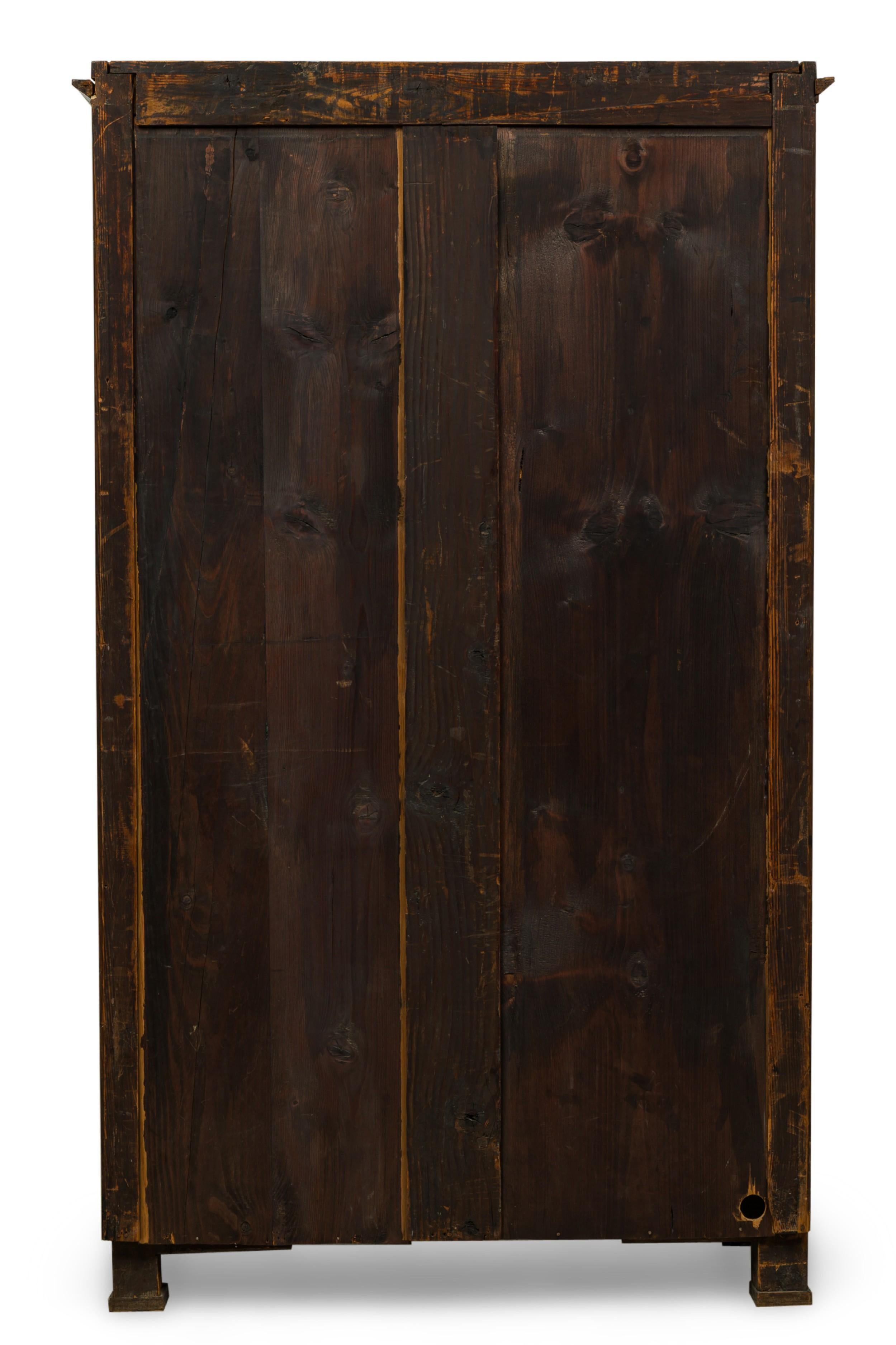 Pair of Biedermeier walnut and Ebonized Wood Glass Door Book Cabinets For Sale 1
