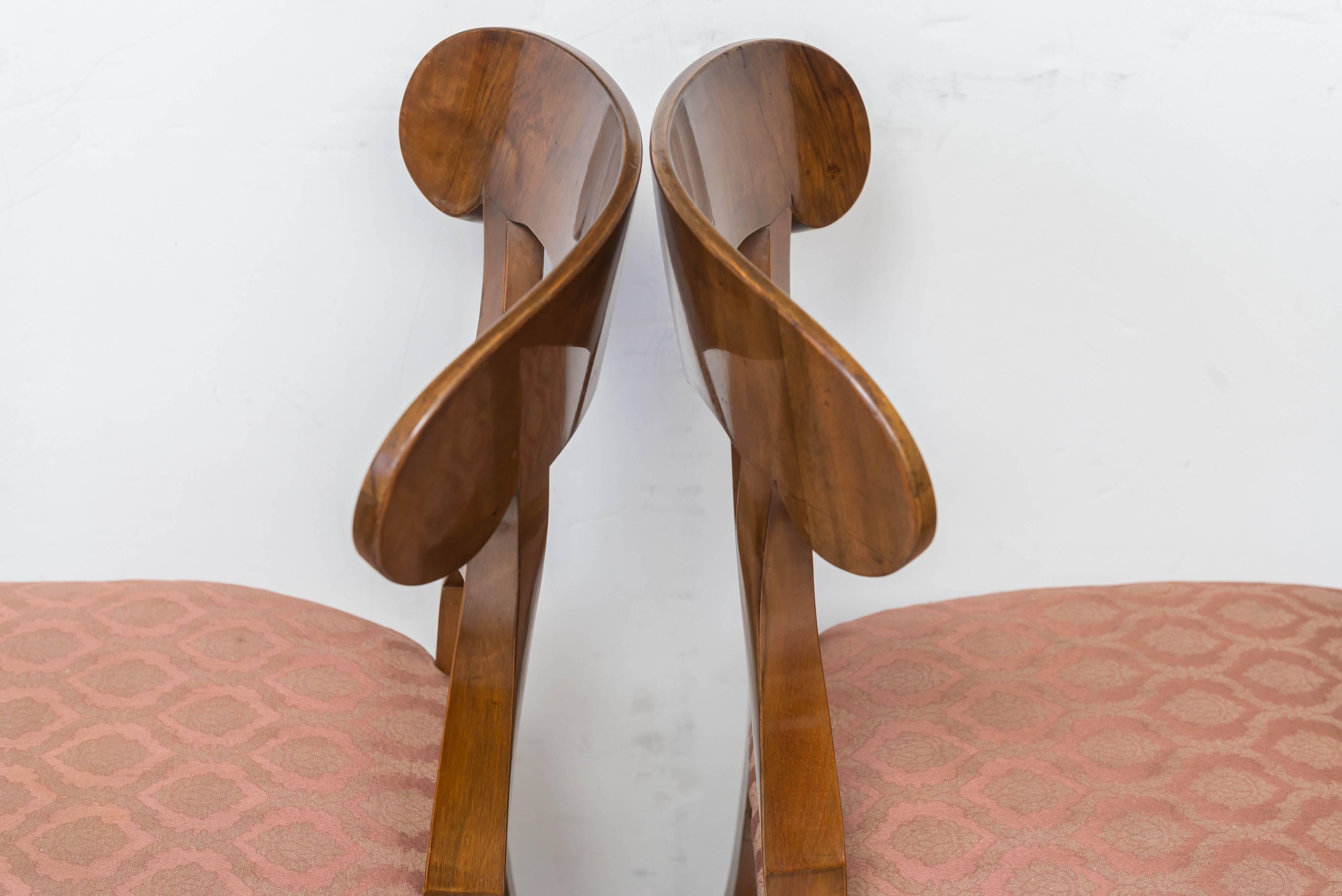 Polished Pair of Biedermeier Walnut Side Chairs