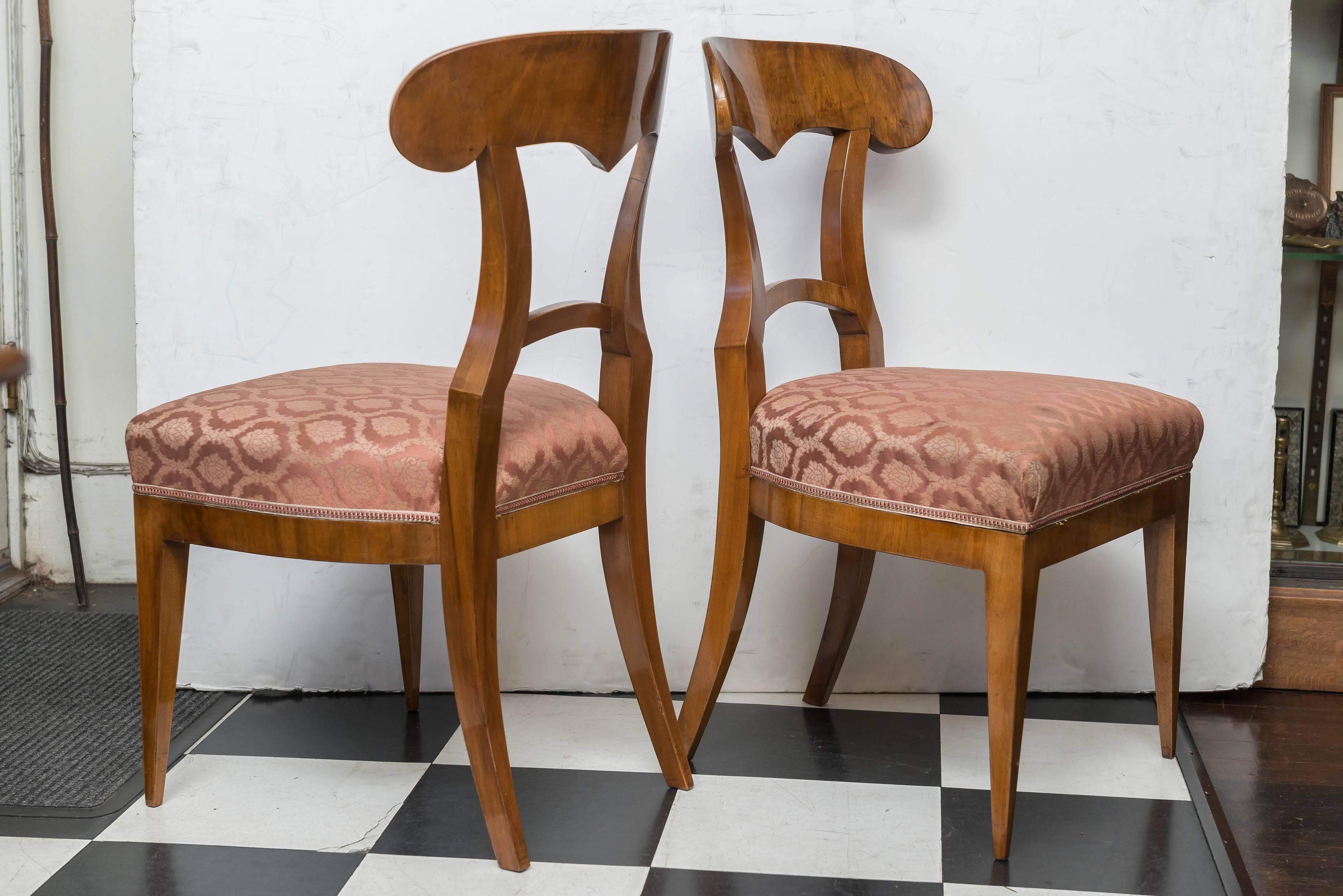 Pair of Biedermeier Walnut Side Chairs In Good Condition In San Francisco, CA