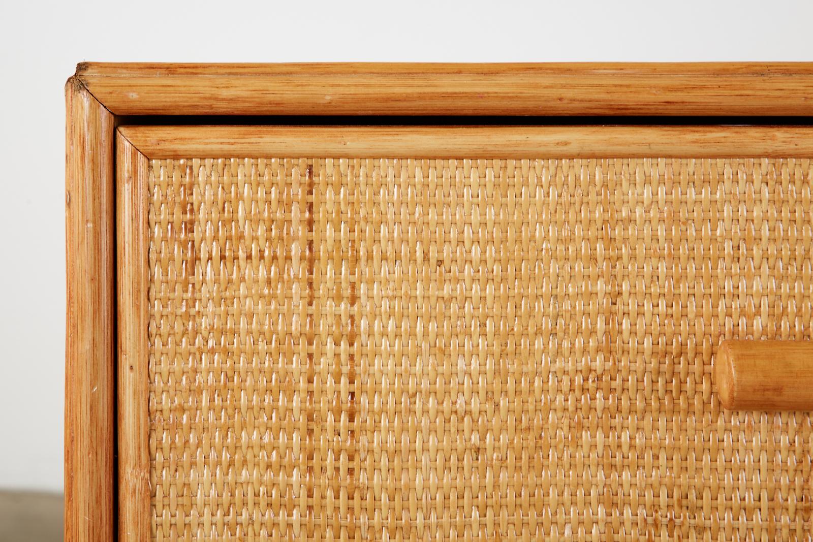 Pair of Bielecky Brothers Raffia Cane Organic Modern Nightstands 3