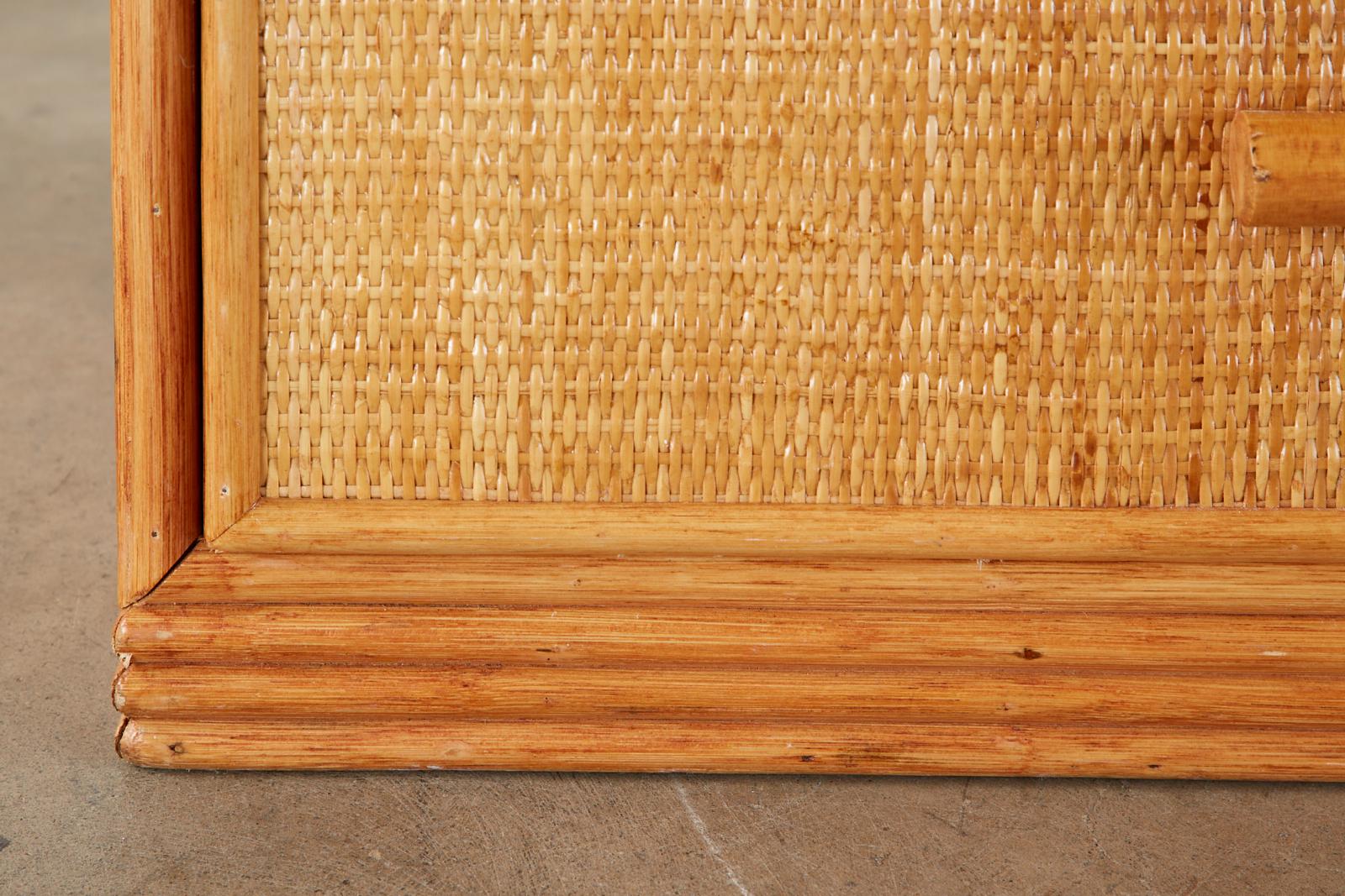 Pair of Bielecky Brothers Raffia Cane Organic Modern Nightstands 4