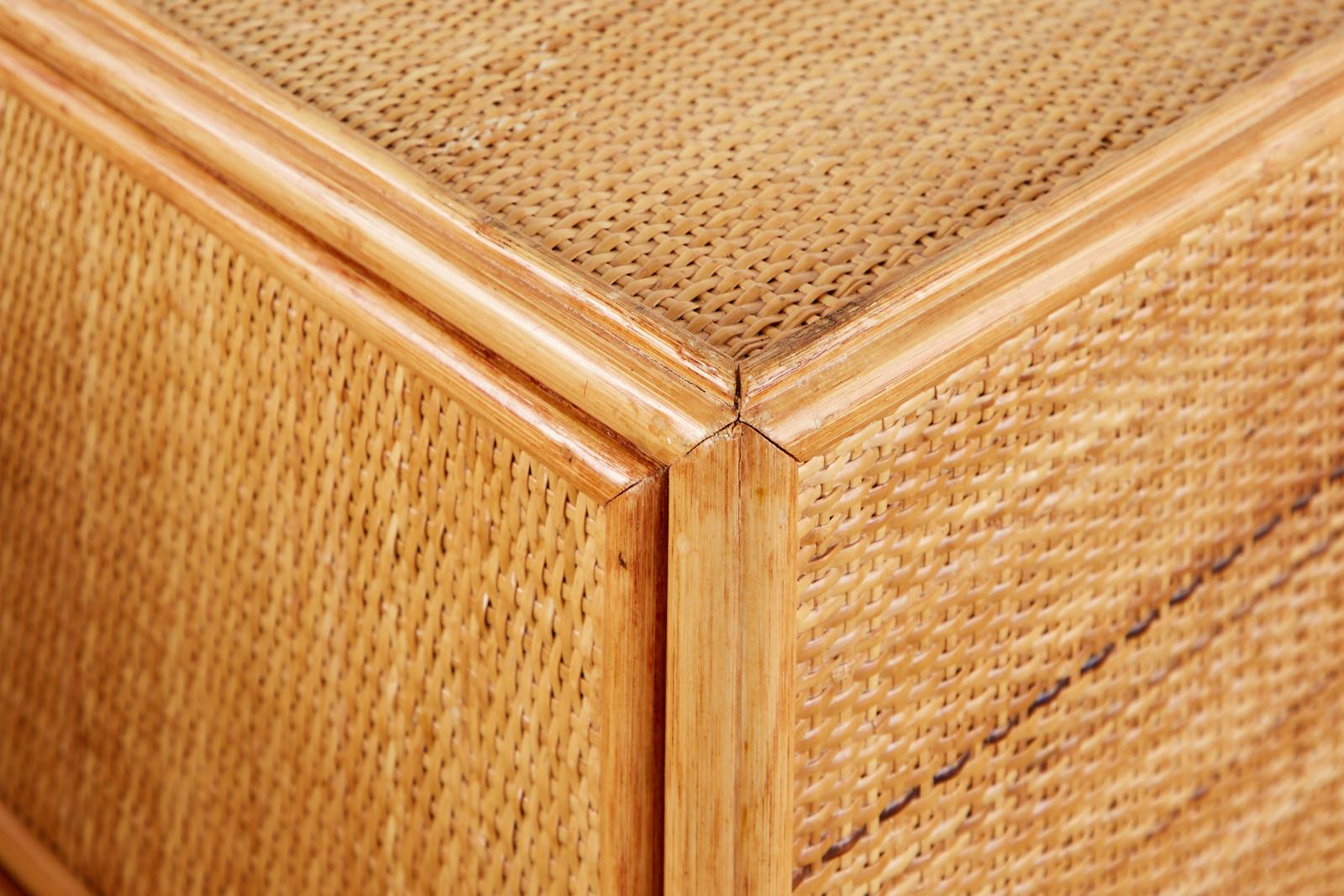 Pair of Bielecky Brothers Raffia Cane Organic Modern Nightstands 7