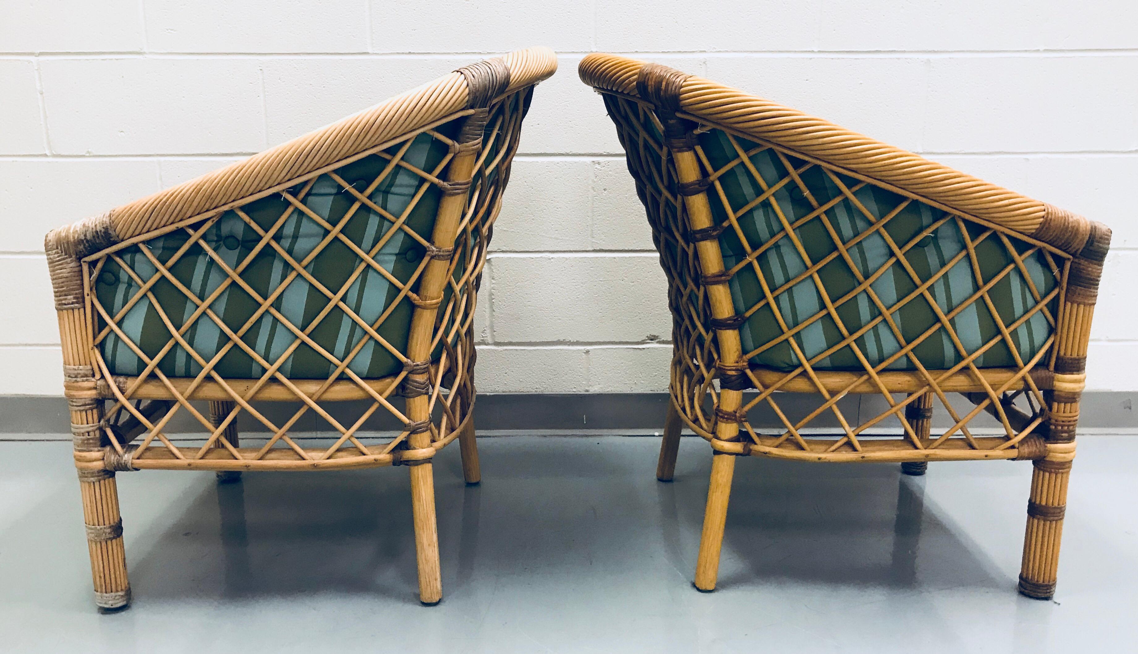 Pair of Bielecky Brothers Rattan Wicker Armchairs 1