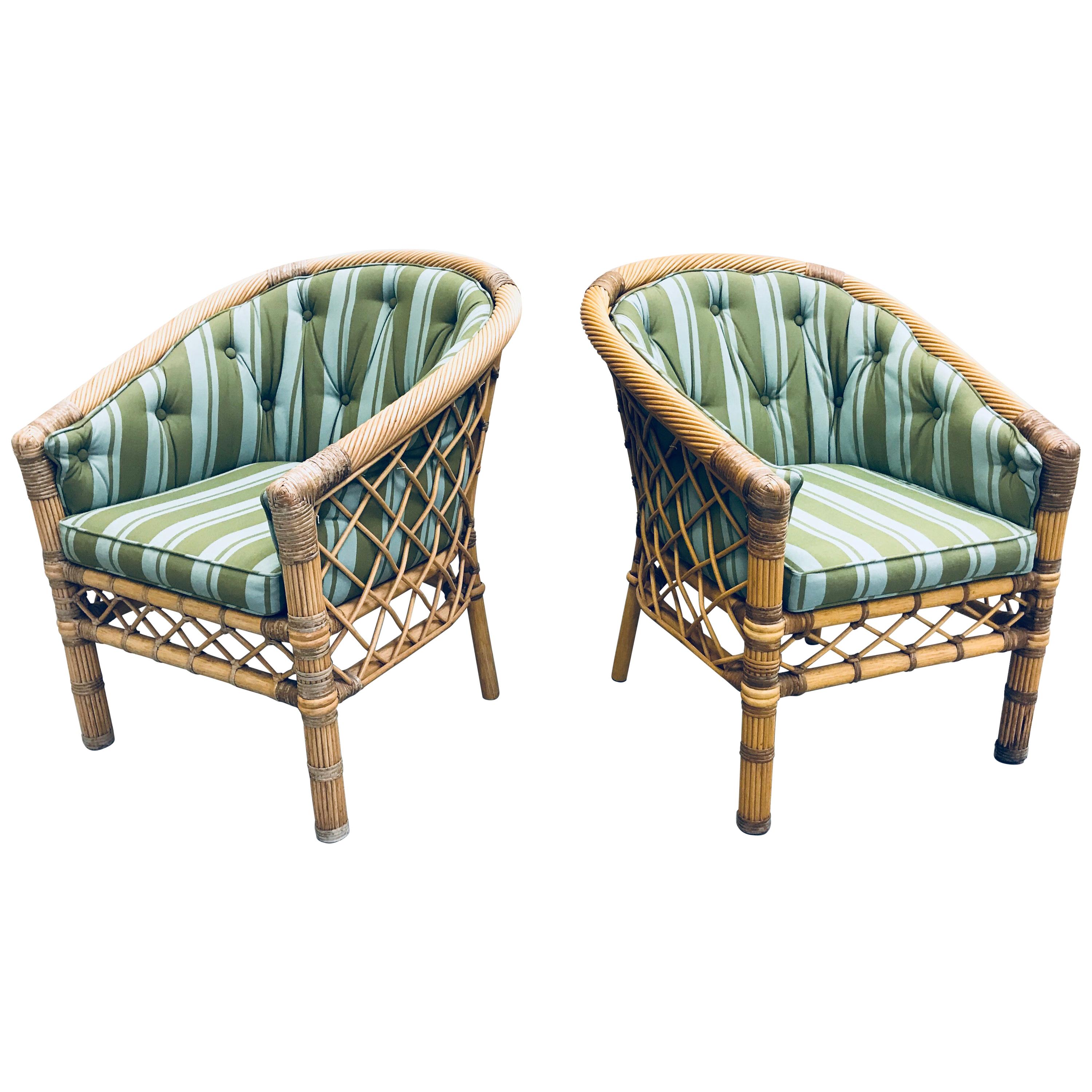 Pair of Bielecky Brothers Rattan Wicker Armchairs