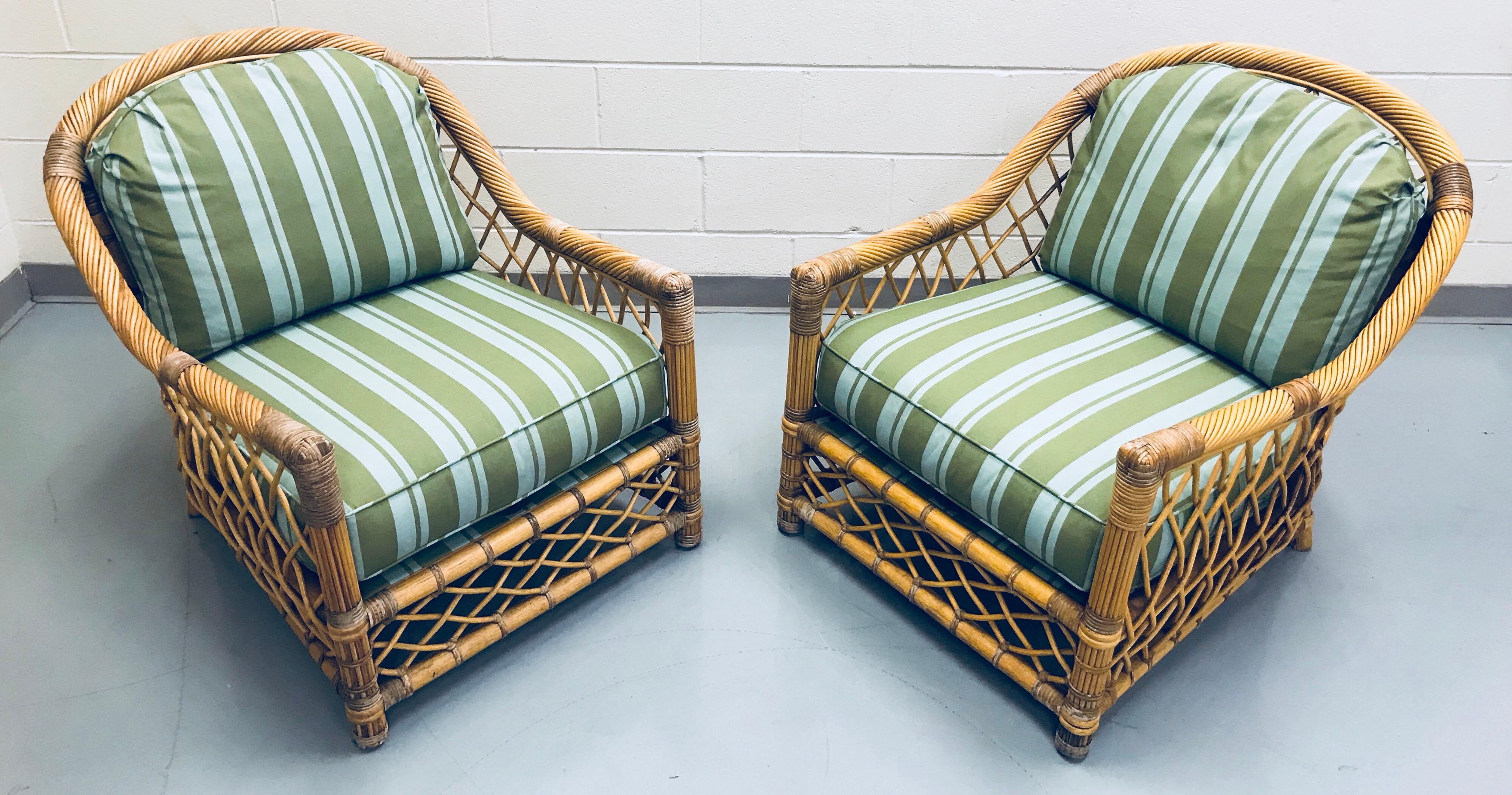 Pair of Bielecky Brothers Rattan Wicker Lounge Chairs 5