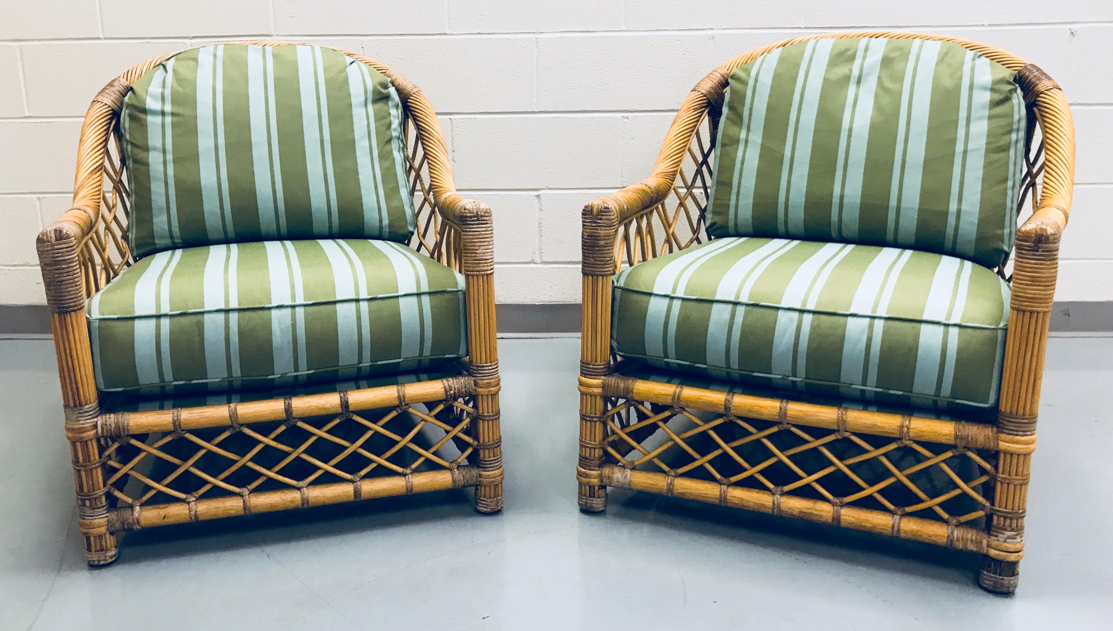 Pair of Bielecky Brothers Rattan Wicker Lounge Chairs 6