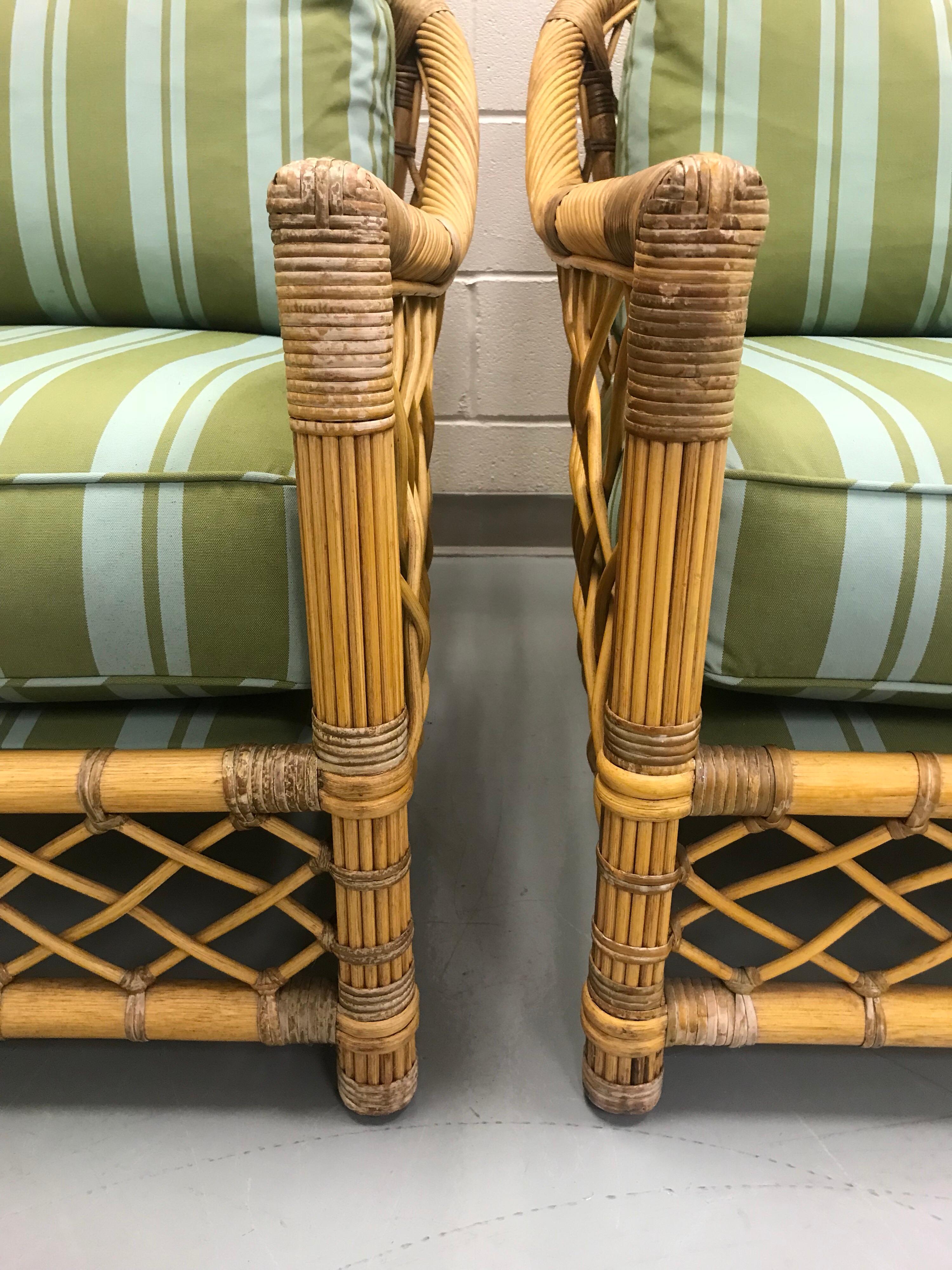 Pair of Bielecky Brothers Rattan Wicker Lounge Chairs 9