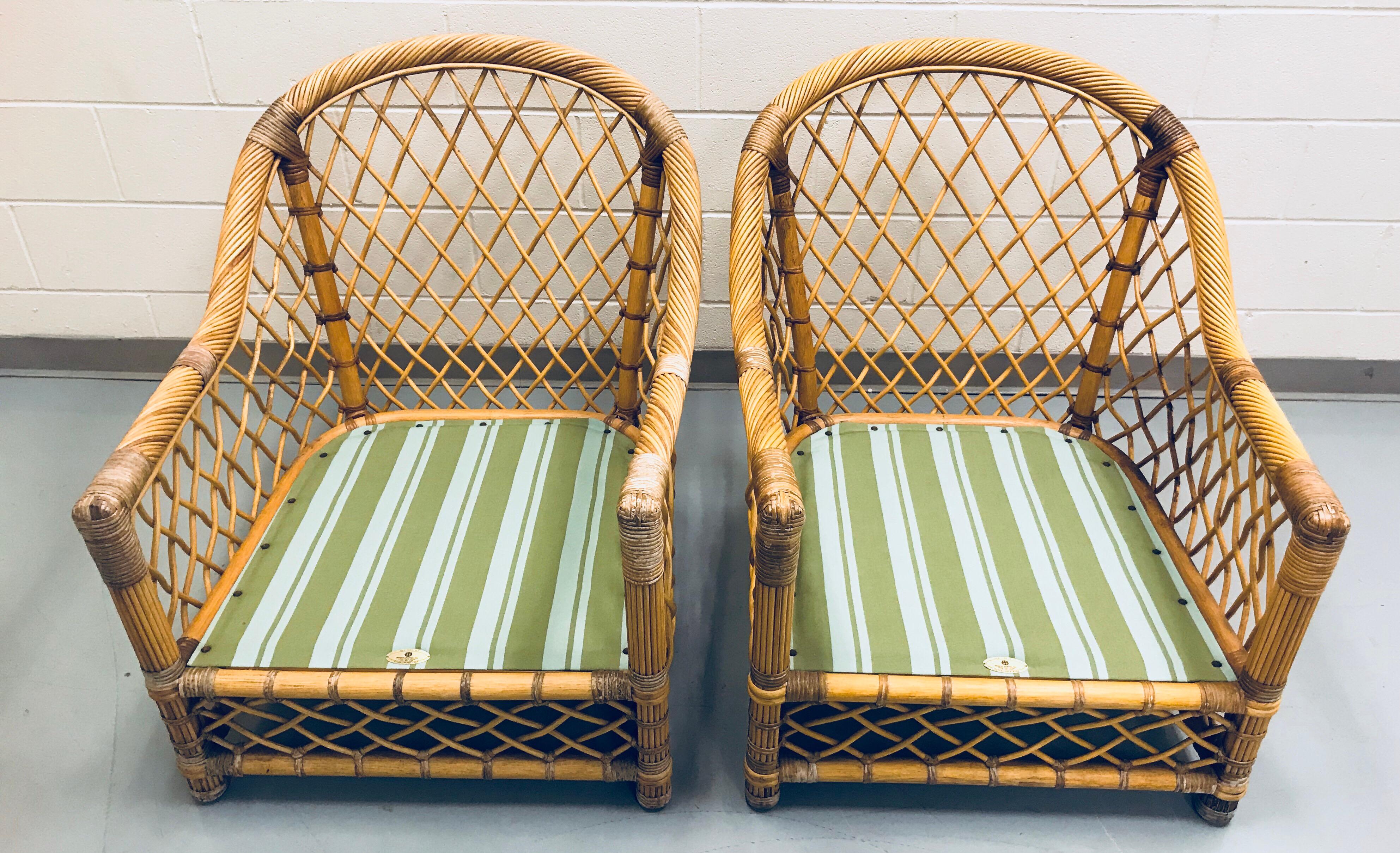 Pair of Bielecky Brothers Rattan Wicker Lounge Chairs 10