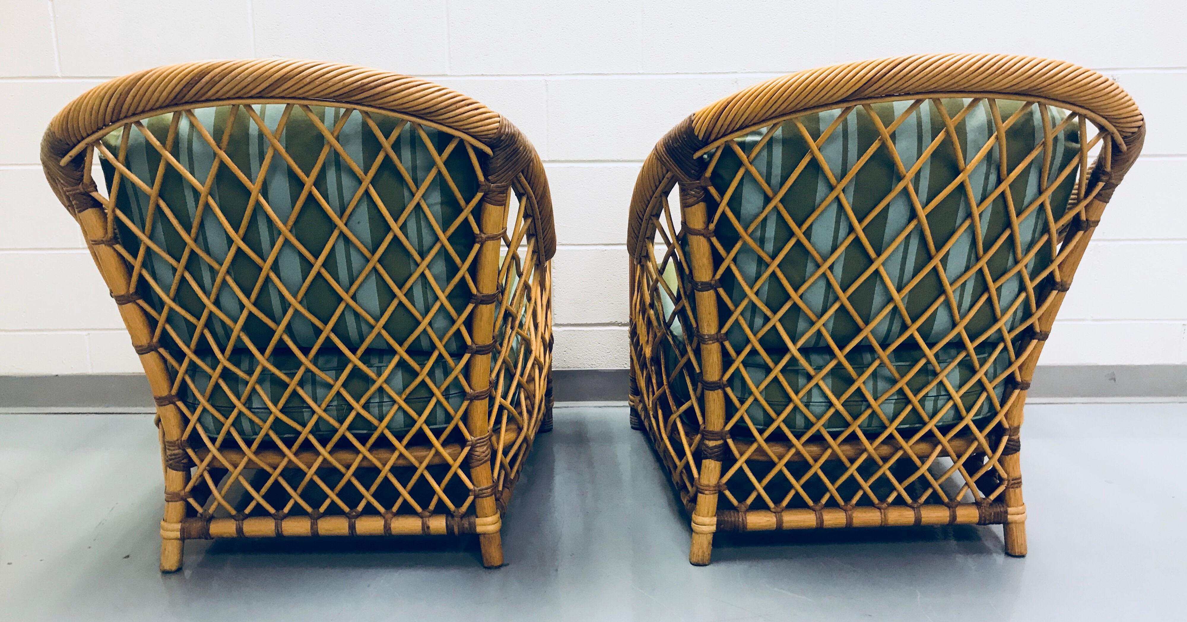 Pair of Bielecky Brothers Rattan Wicker Lounge Chairs 2