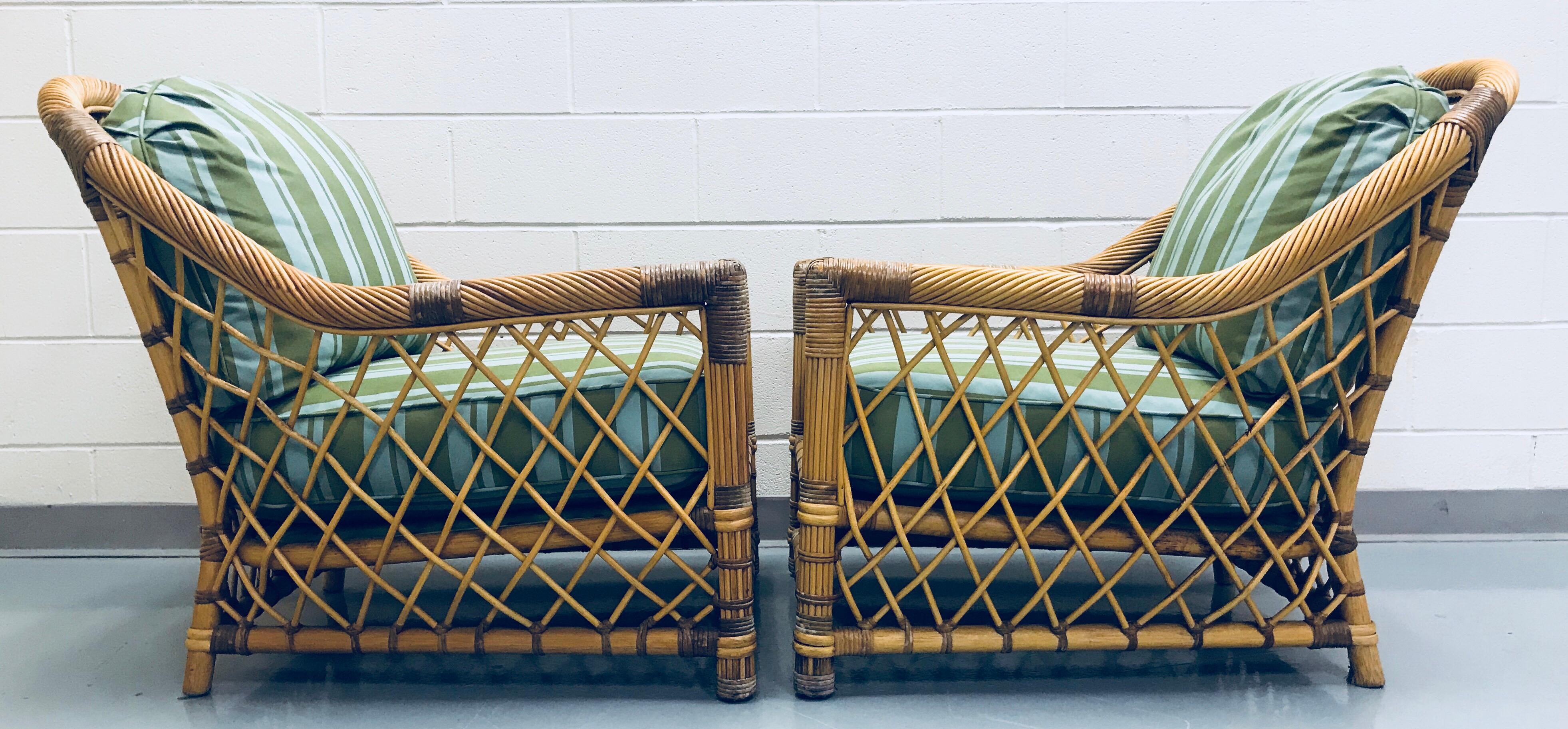 Pair of Bielecky Brothers Rattan Wicker Lounge Chairs 3