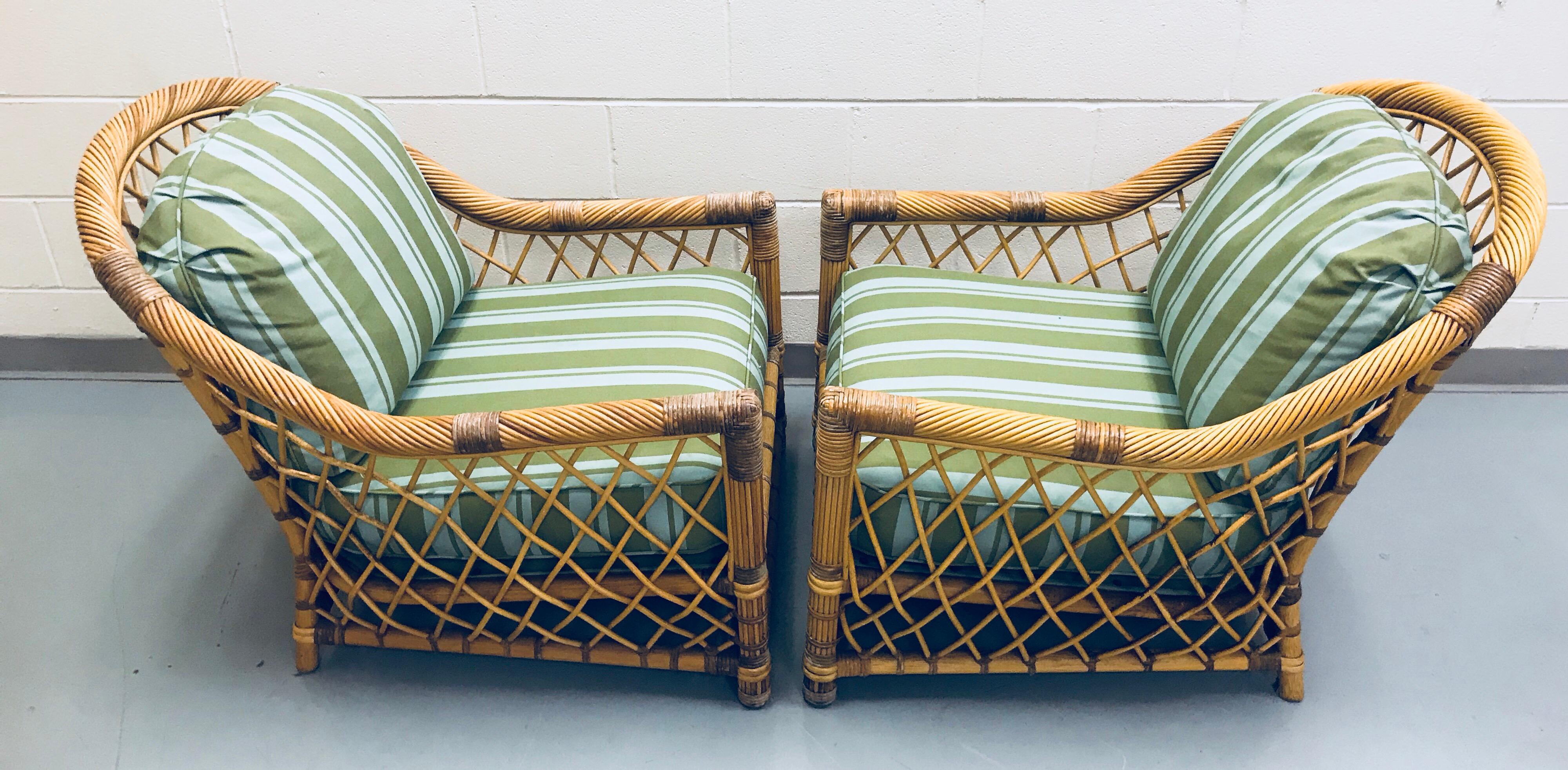 Pair of Bielecky Brothers Rattan Wicker Lounge Chairs 4