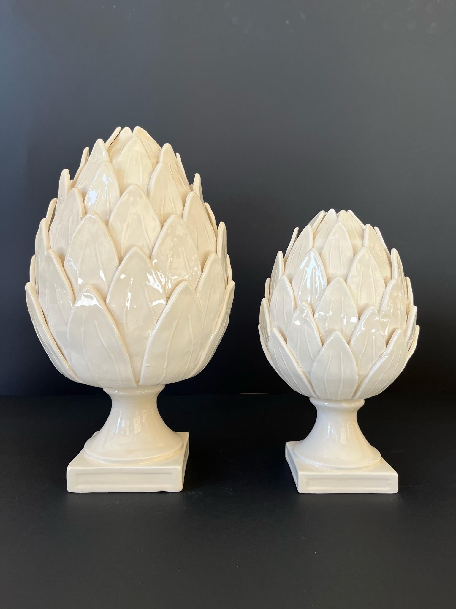 Pair of Big and Small White Artichokes In New Condition For Sale In Monselice, PD
