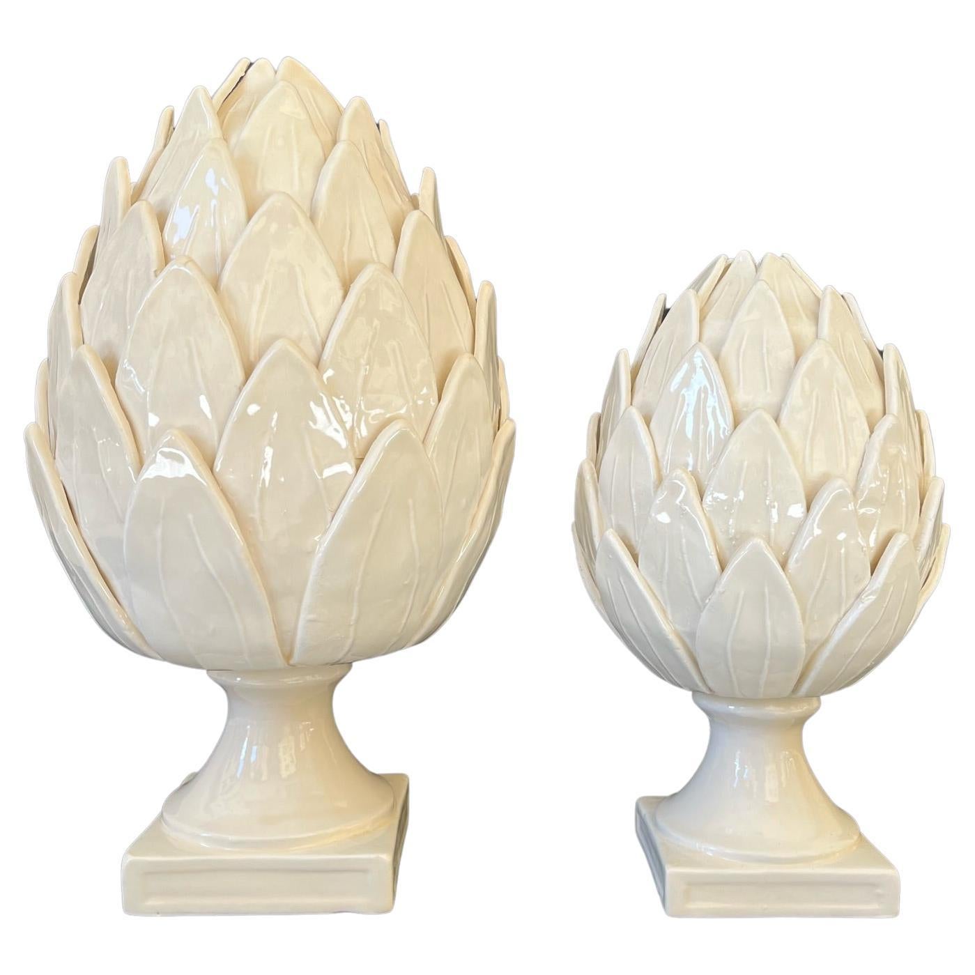 Pair of Big and Small White Artichokes For Sale
