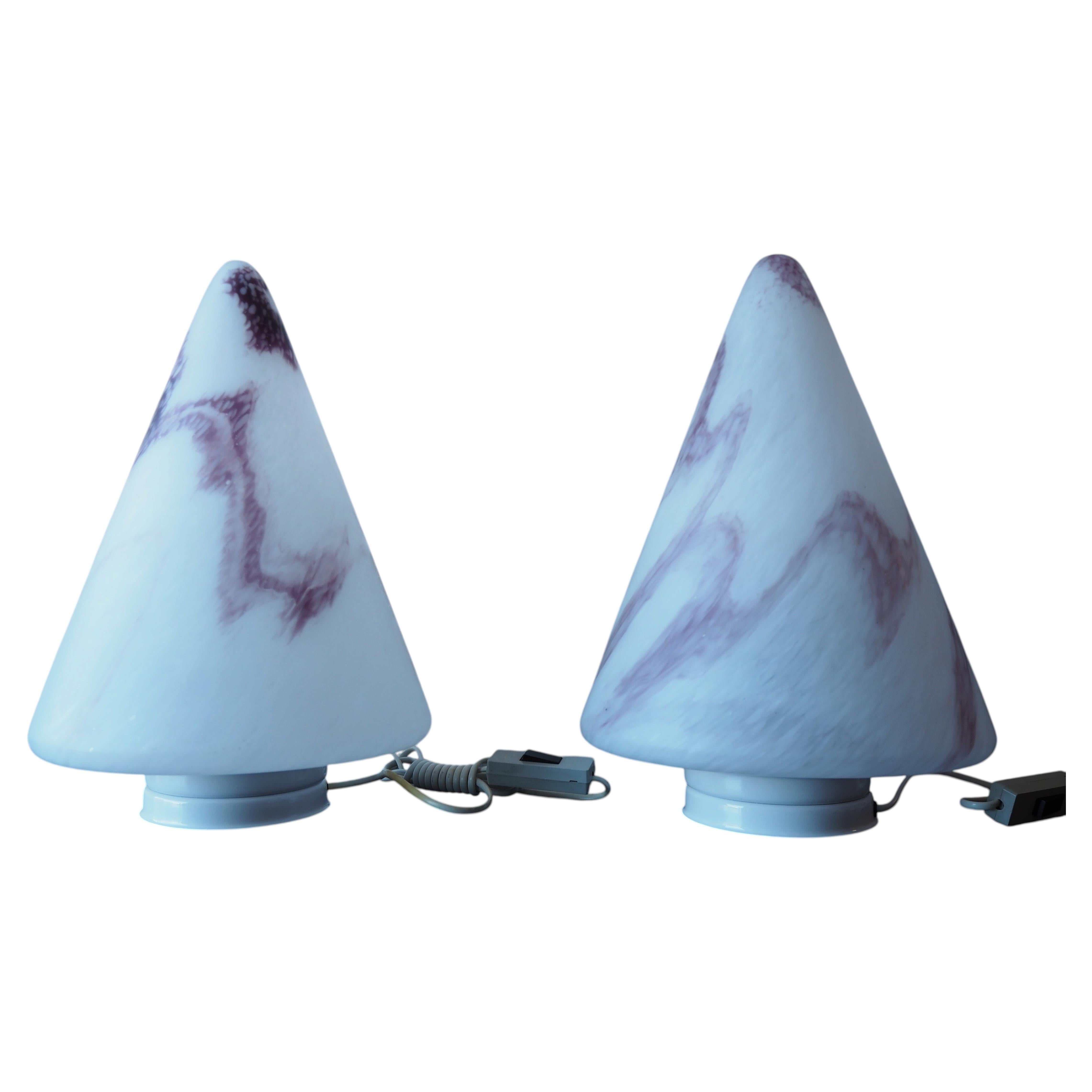 Pair of Big Design Mid-Century glass Table Lamp, 1970s - Europe For Sale