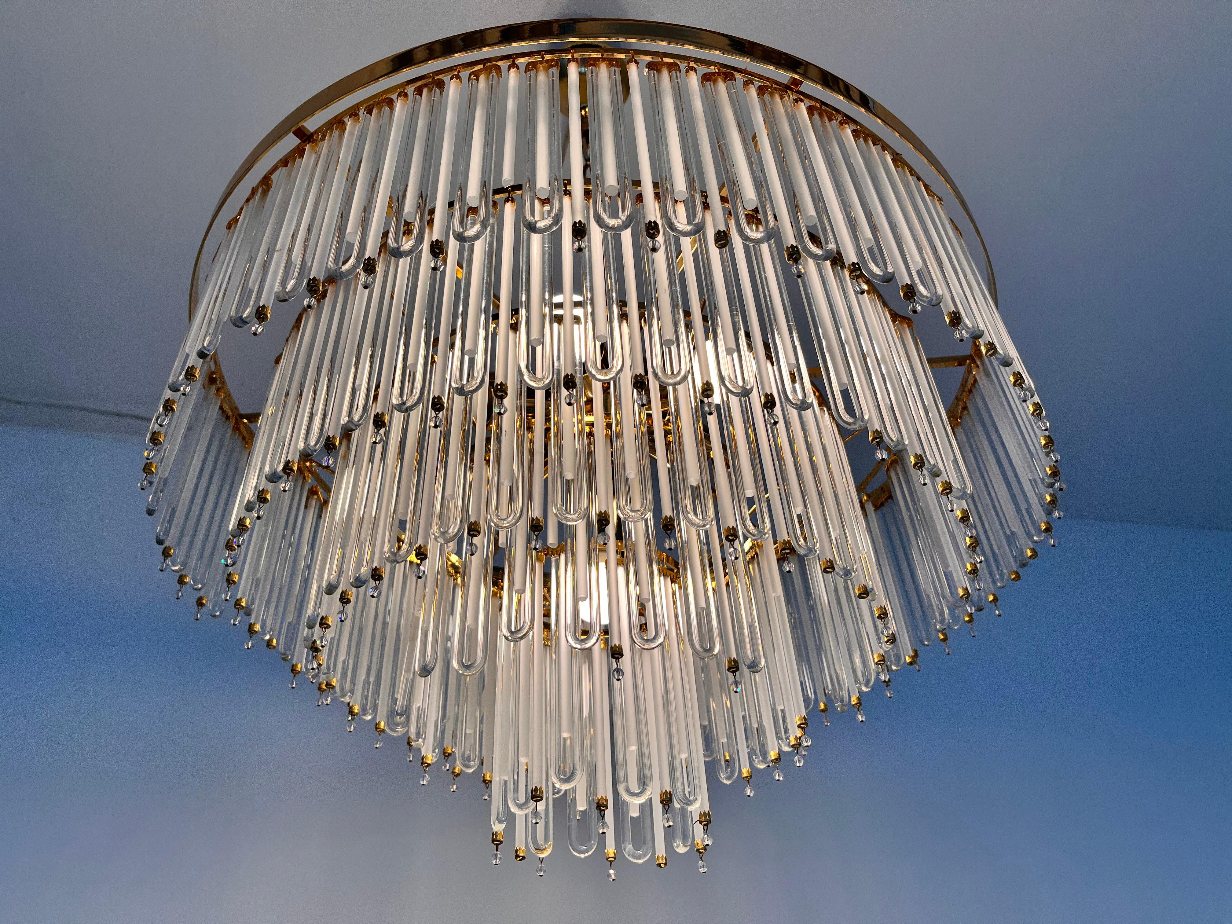 Pareja de candelabros austriacos XXL de vidrio y latón Big design - Años 80 Austríaco en venta