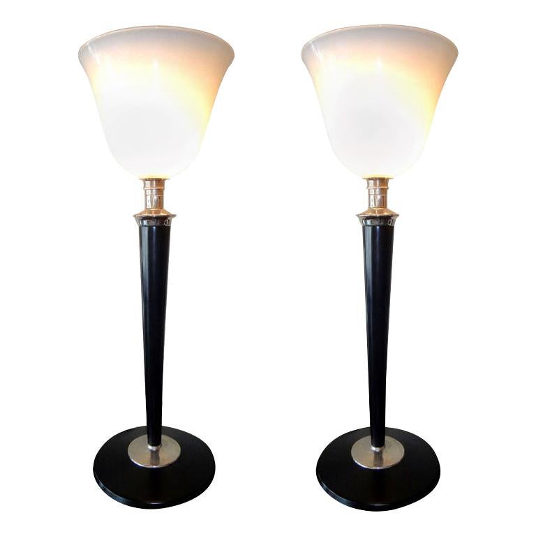 Pair of Big French Art Deco Table Lamp by Mazda For Sale