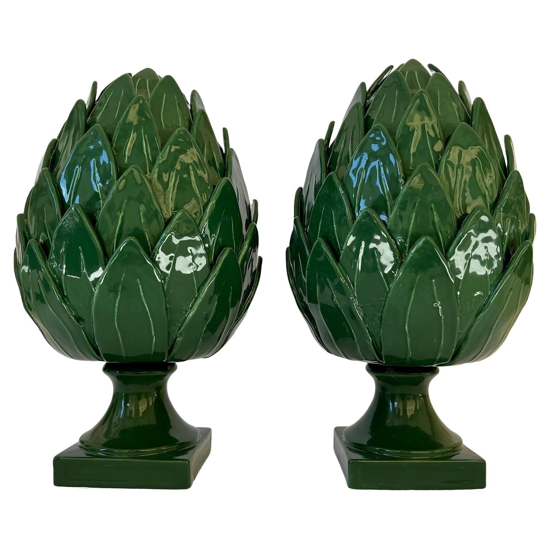 Pair of Big Green Artichokes For Sale