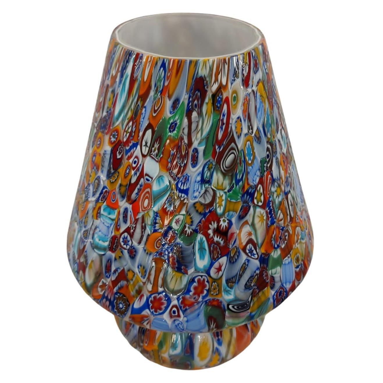 Pair of Big Hancrafted Murano Table Lamps Murrine Millefiori Decor, Italy 2000's For Sale 3
