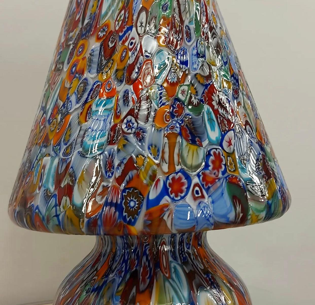 Pair of Big Hancrafted Murano Table Lamps Murrine Millefiori Decor, Italy 2000's For Sale 6