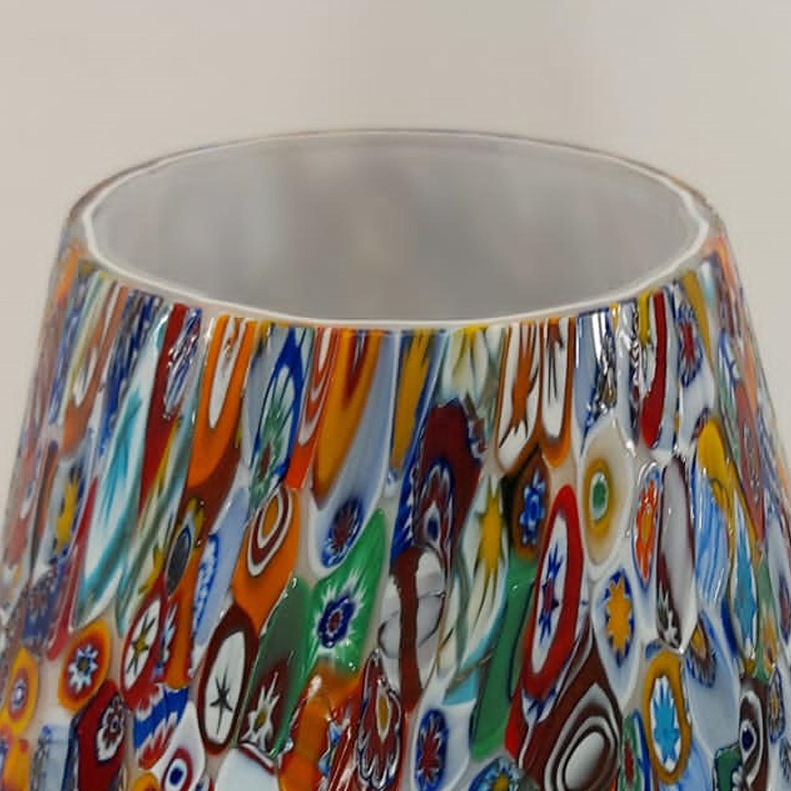Pair of Big Hancrafted Murano Table Lamps Murrine Millefiori Decor, Italy 2000's For Sale 7