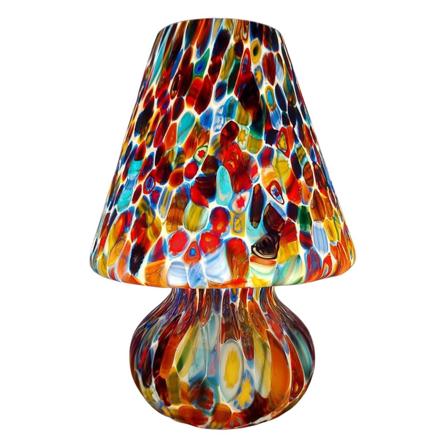 Pair of Big Hancrafted Murano Table Lamps Murrine Millefiori Decor, Italy 2000's In Good Condition For Sale In  Budapest, HU