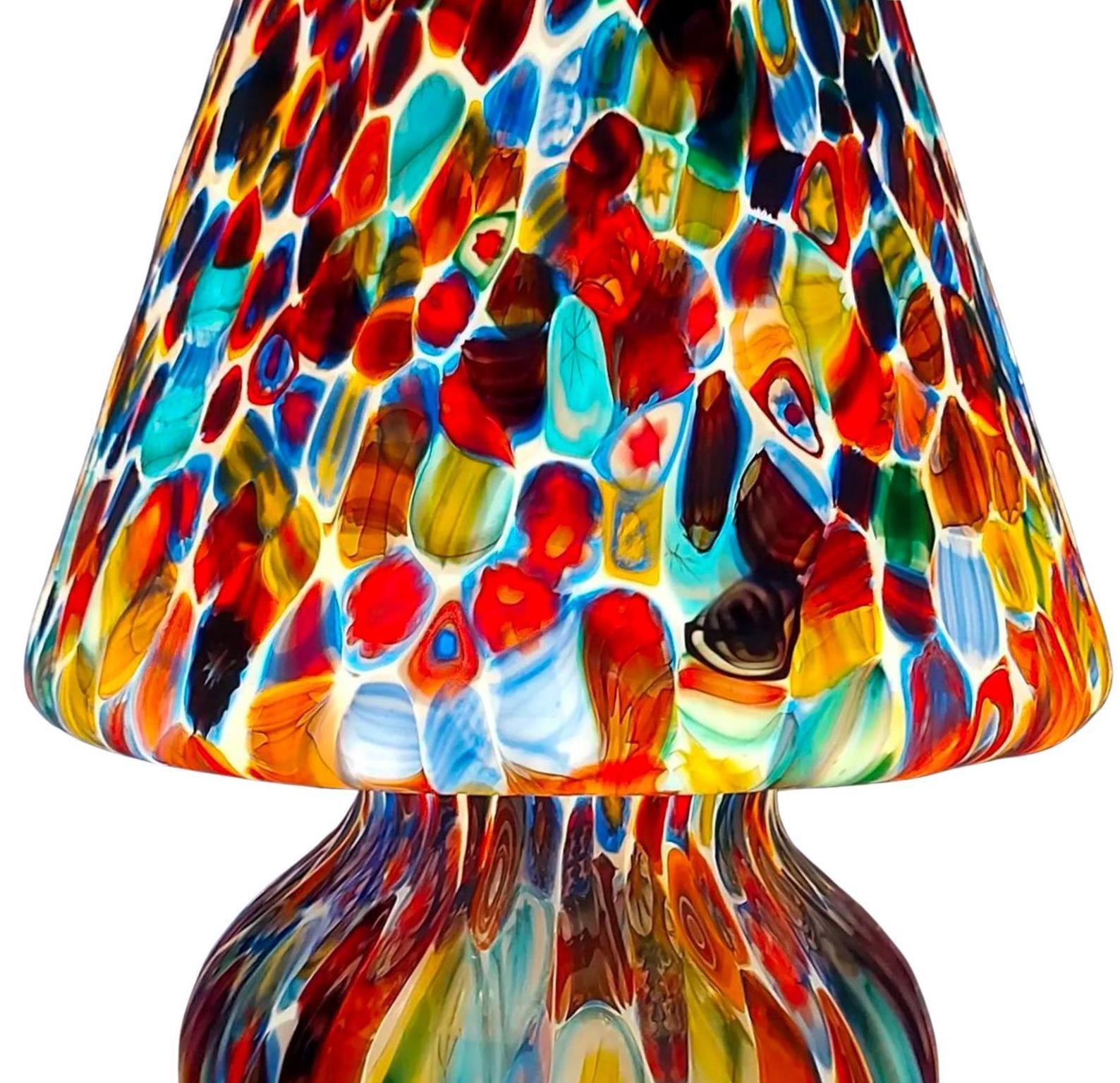 Murano Glass Pair of Big Hancrafted Murano Table Lamps Murrine Millefiori Decor, Italy 2000's For Sale