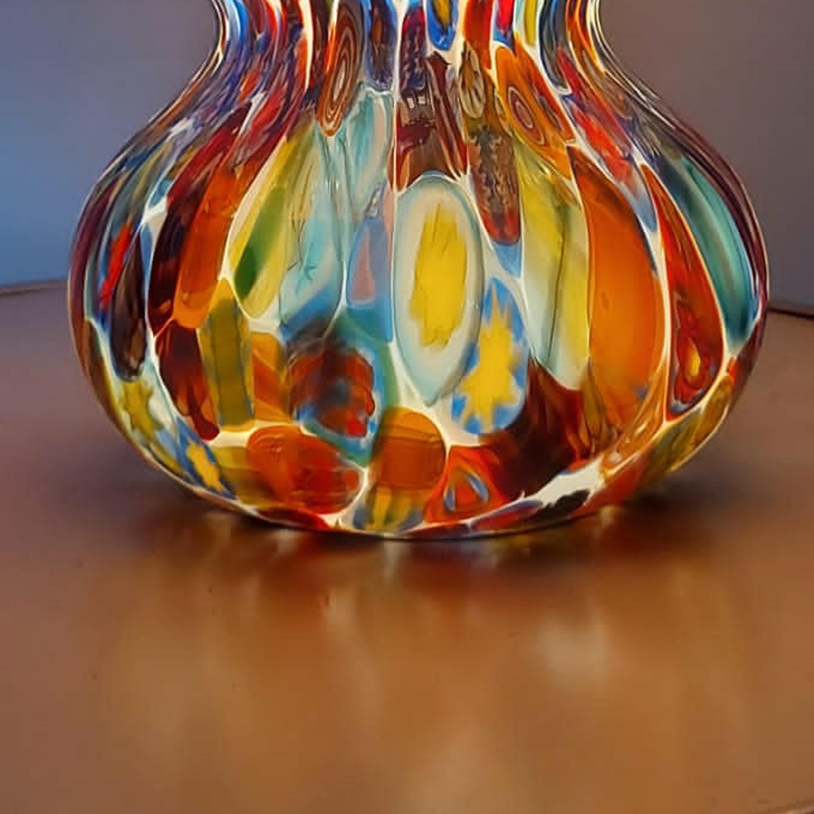 Pair of Big Hancrafted Murano Table Lamps Murrine Millefiori Decor, Italy 2000's For Sale 1