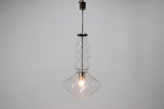 Pair of Big Handmade Glass Midcentury Design Pendants, 1960s