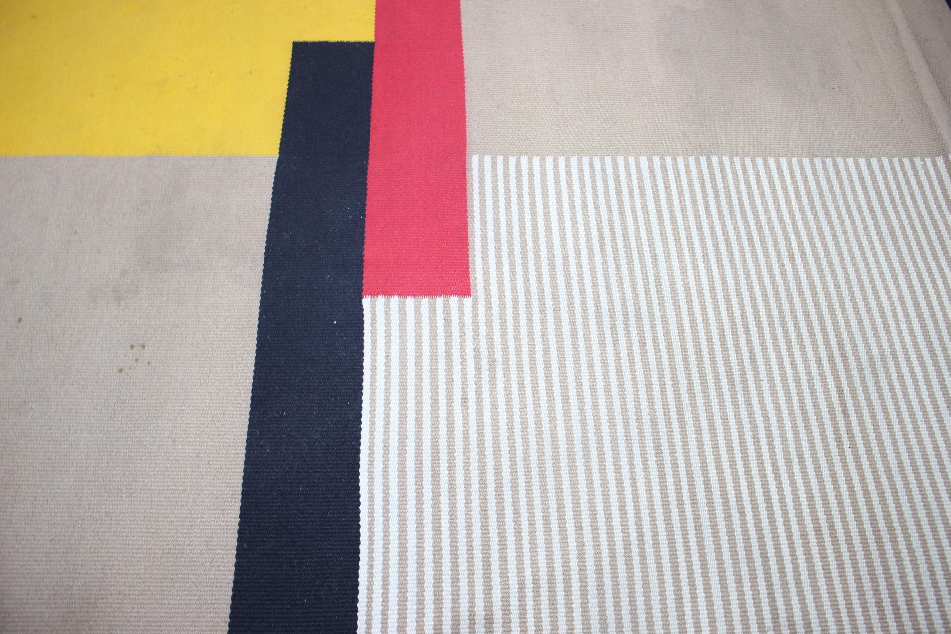 Pair of Big Midcentury Design Abstract Geometric Carpets, Rugs, 1950s In Good Condition For Sale In Praha, CZ