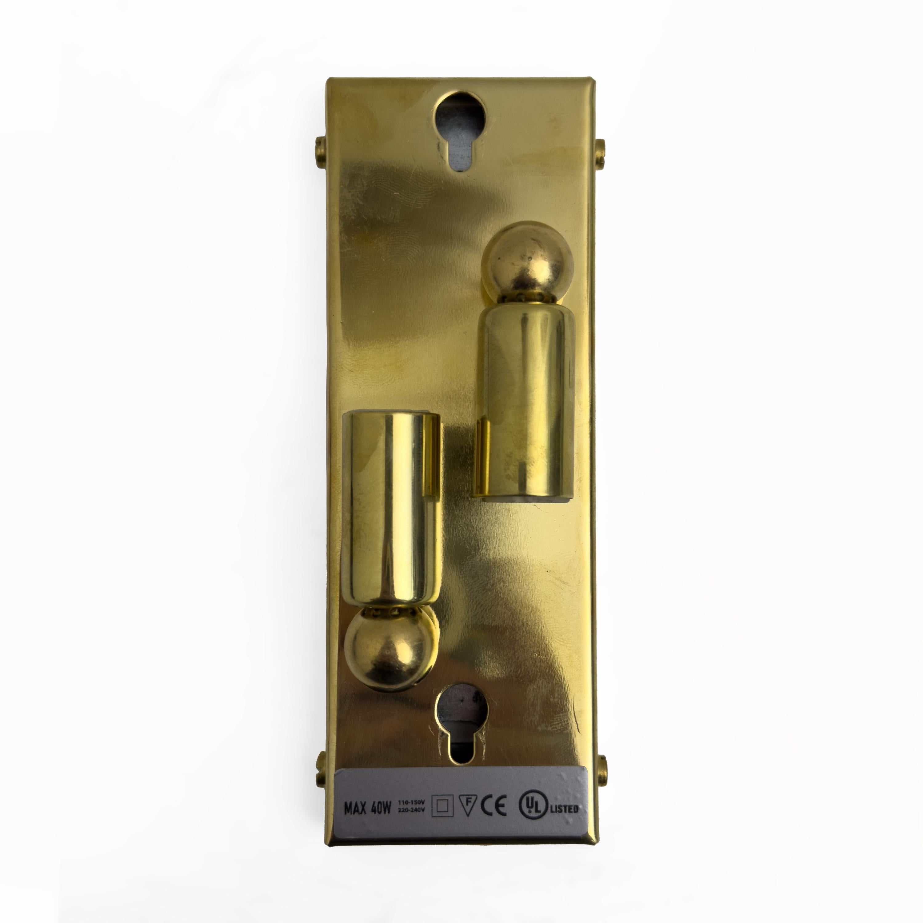 Pair of Big Modern Italian Murano Glass and Brass Sconces For Sale 5