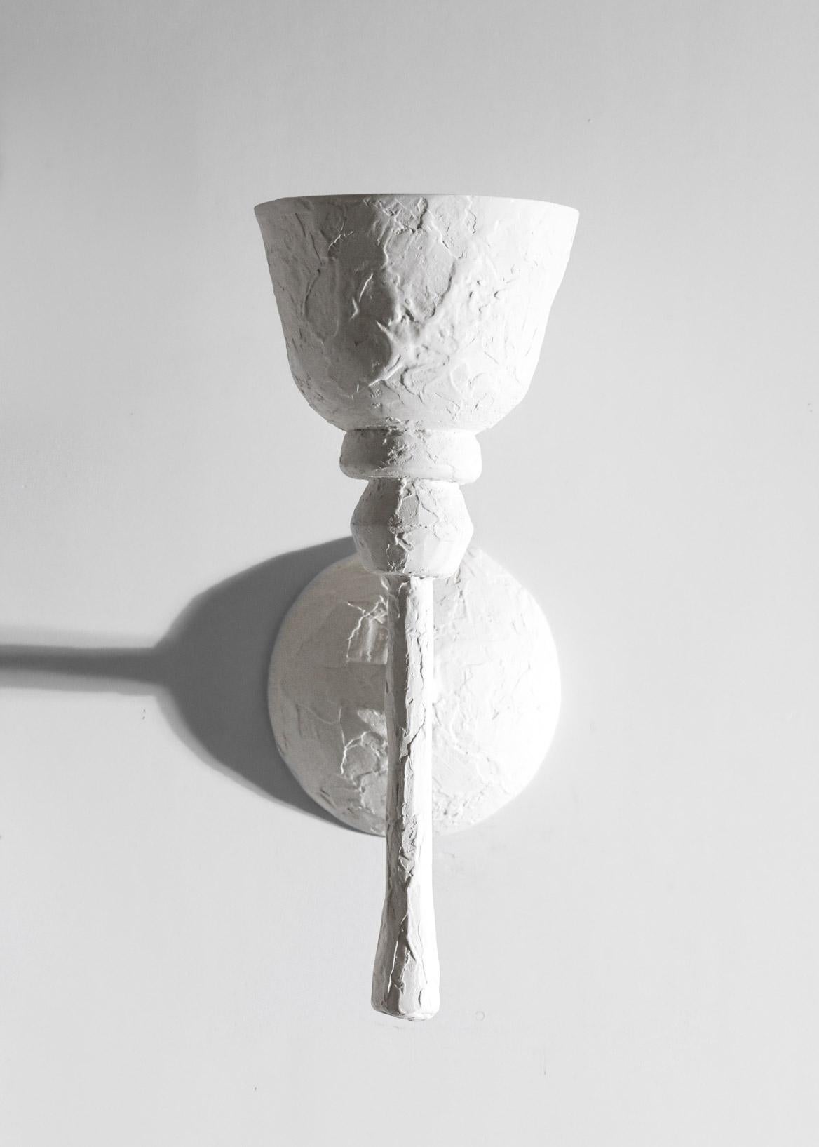 Pair of Big Sconces in Modern Plaster in the Style of Giacometti G170 For Sale 9