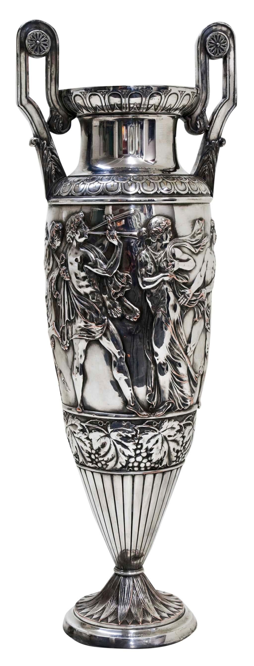 Paire de grands vases Wmf allemands en métal argenté, Jugendstil, Art nouveau, 1910 en vente 1