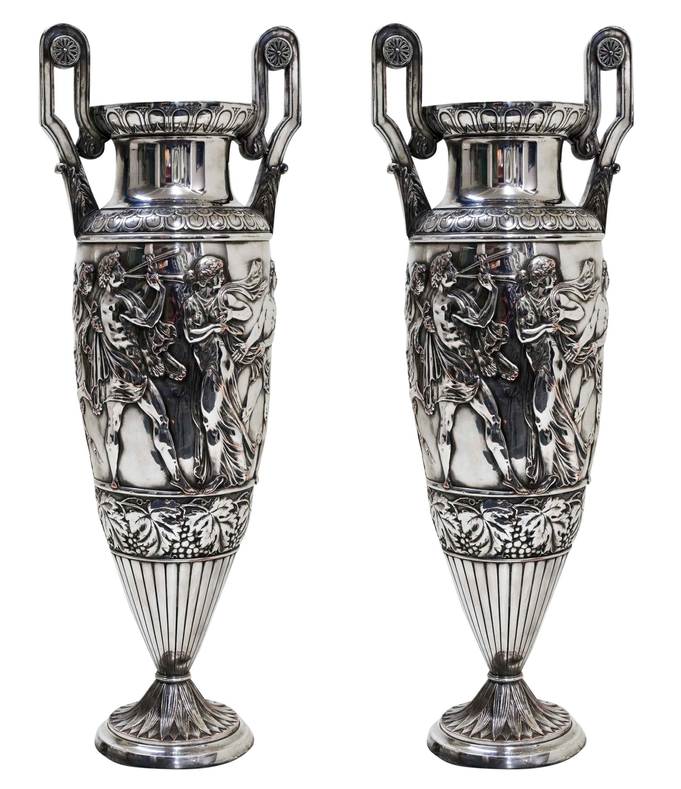 Pair of Big Vases Wmf, German, 1910 in Silver Plated, Jugendstil, Art Nouveau For Sale 5