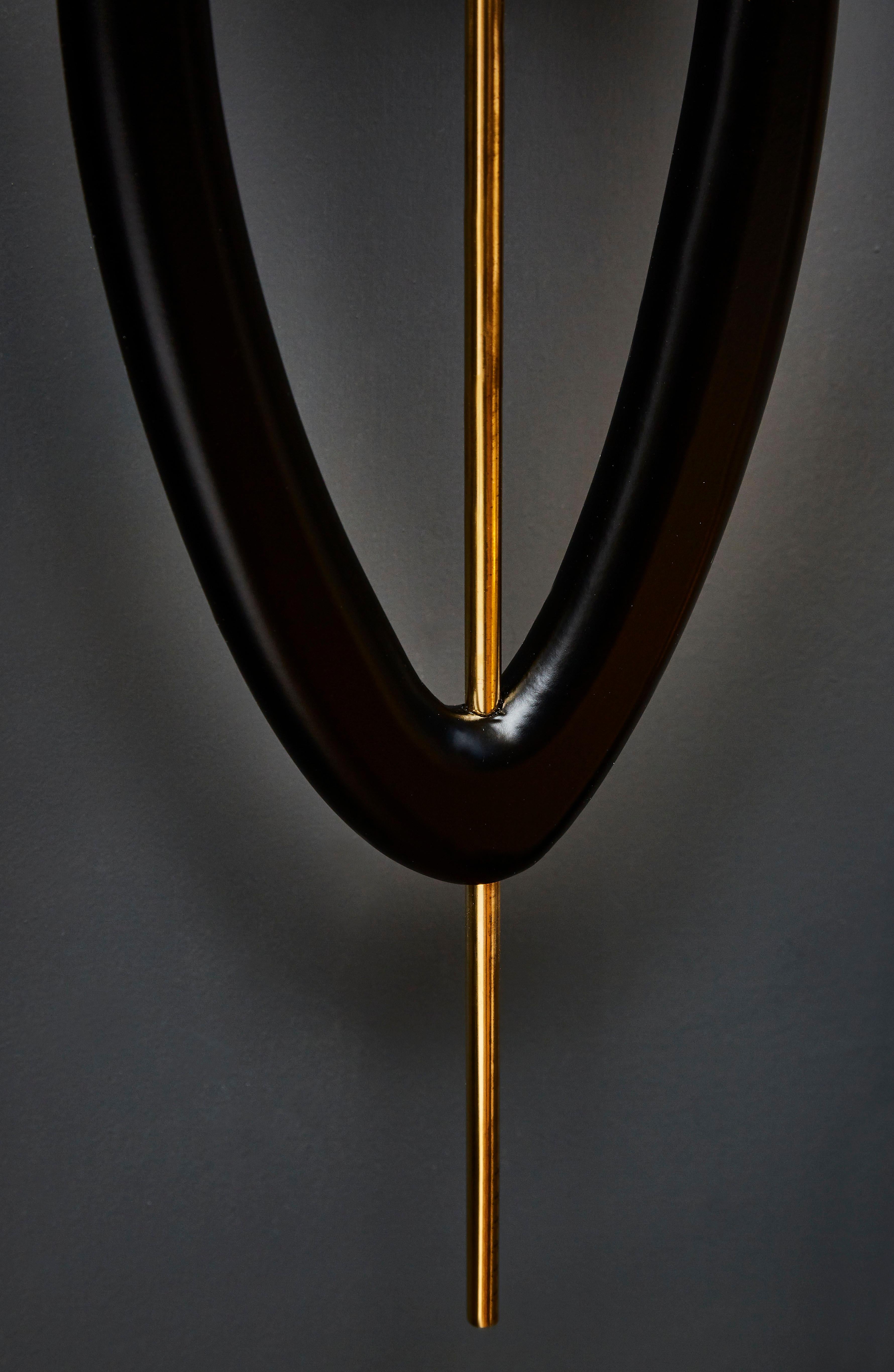 Pair of Big Wall Sconces in Brass, Wood and Parchment Paper by Diego Mardegan In New Condition In Saint-Ouen, IDF