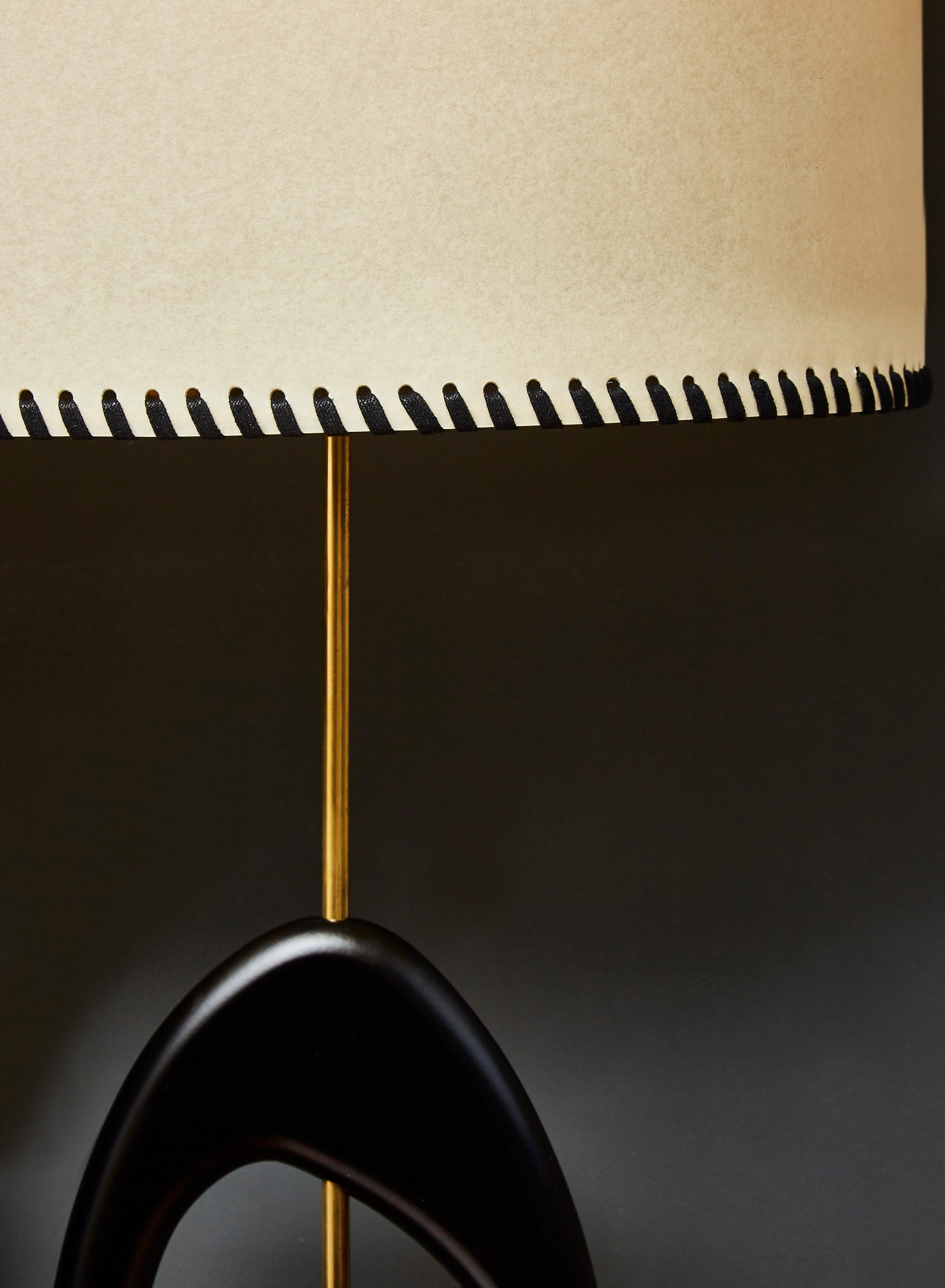 Contemporary Pair of Big Wall Sconces in Brass, Wood and Parchment Paper by Diego Mardegan