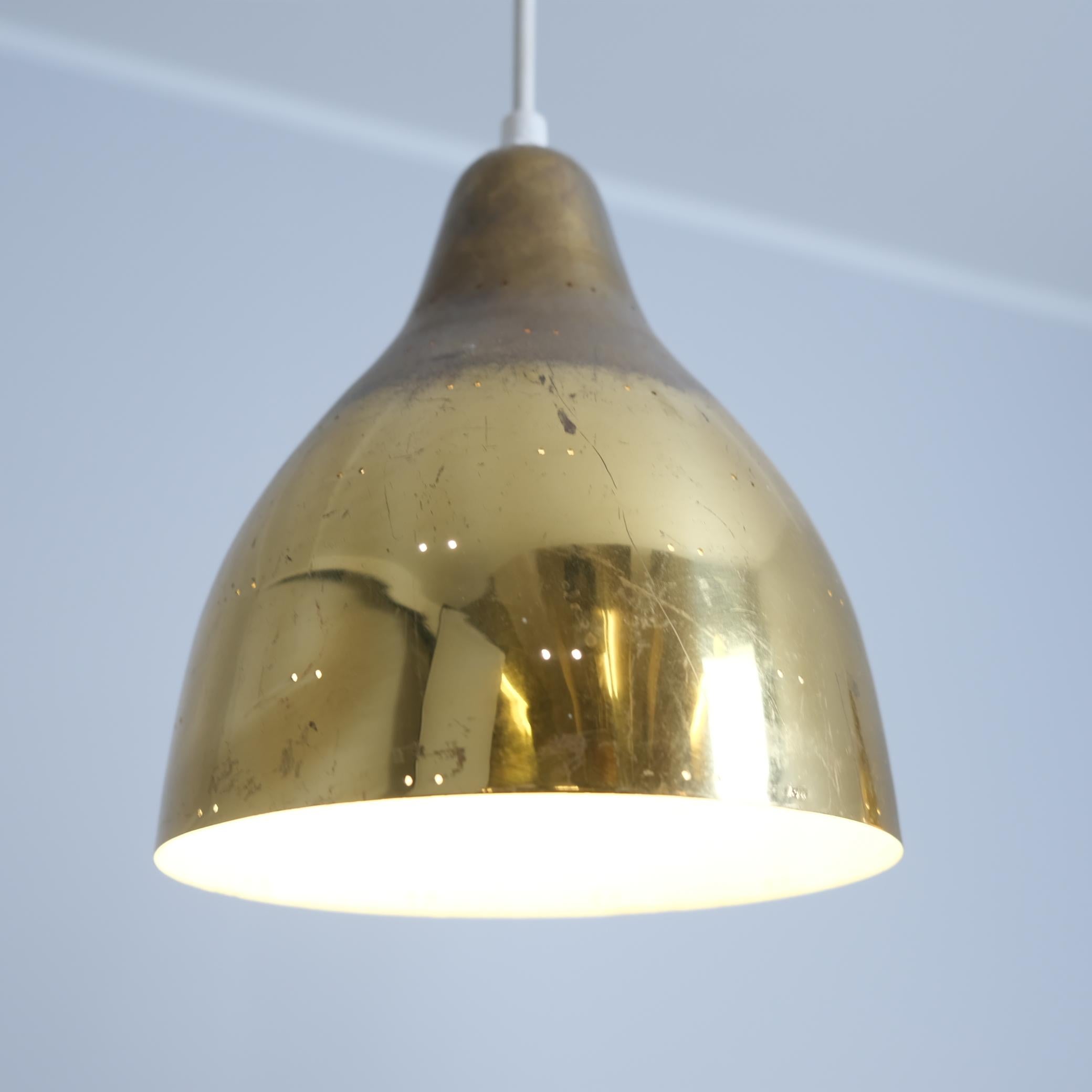Pair of Bijou Perforated Brass Ceiling Pendants Model ER 84, Itsu 1950s For Sale 6