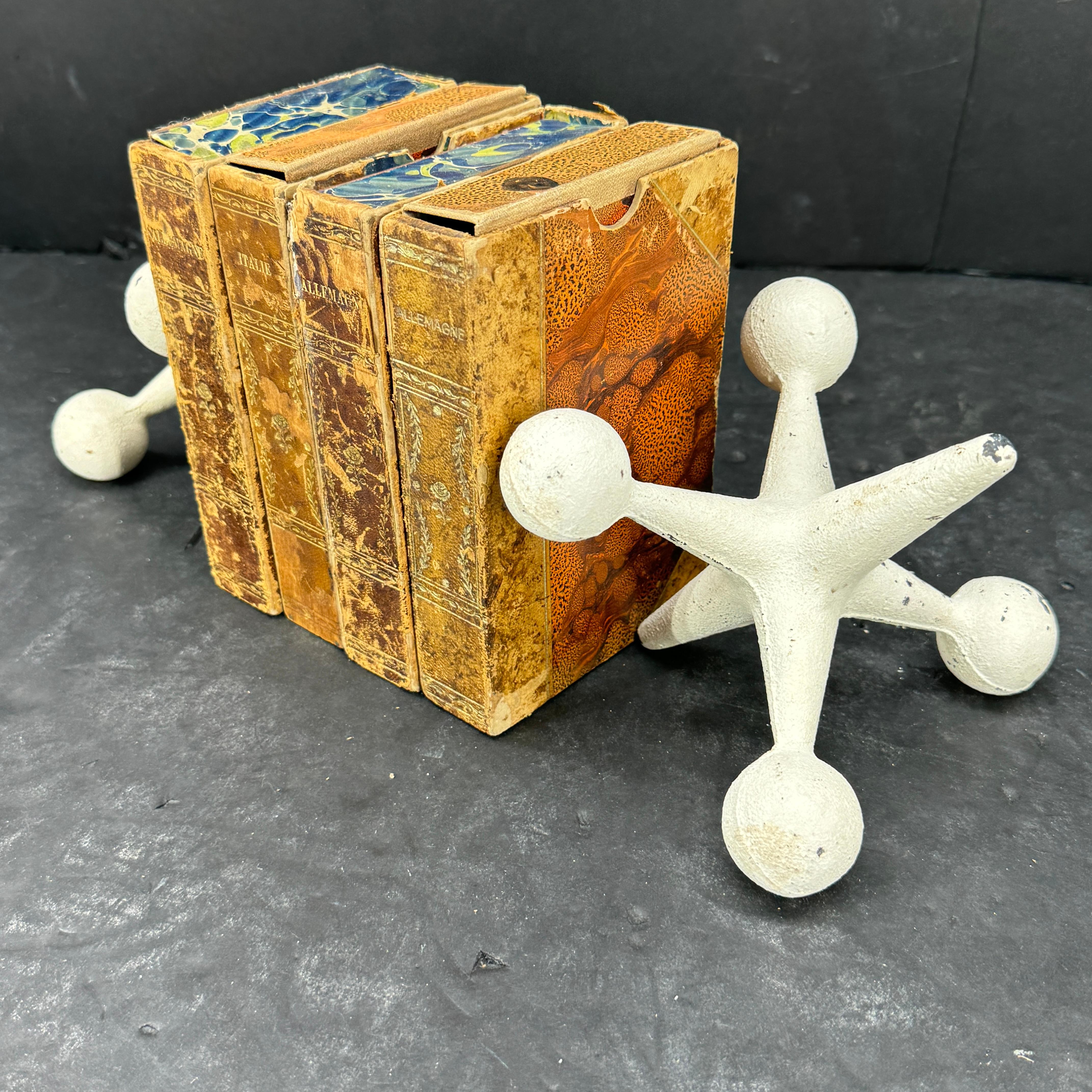 American Pair of Bill Curry White Jax Bookends or Door Stops, Mid Century Modern